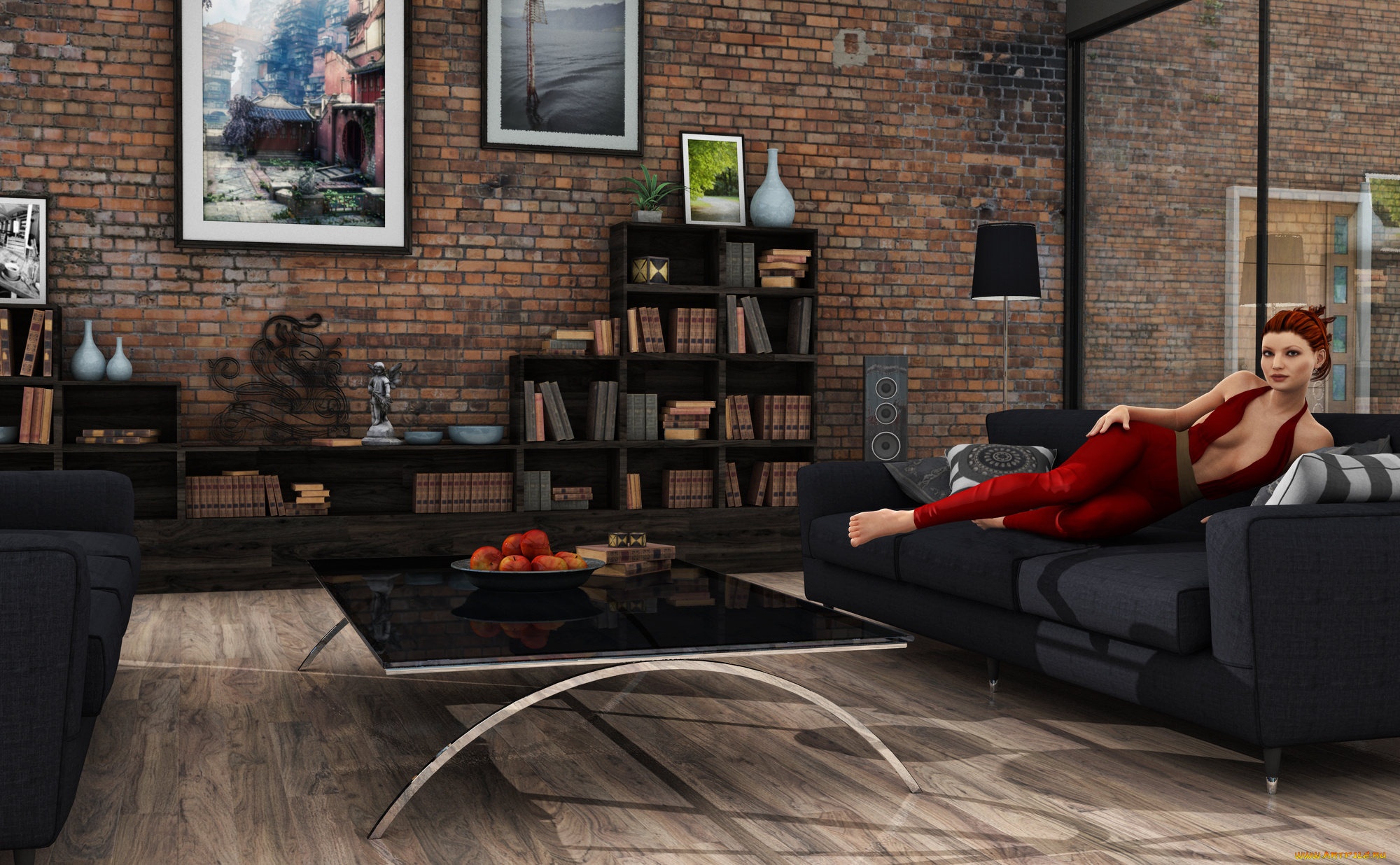 3д, графика, люди, , people, взгляд, девушка, интерьер, фон