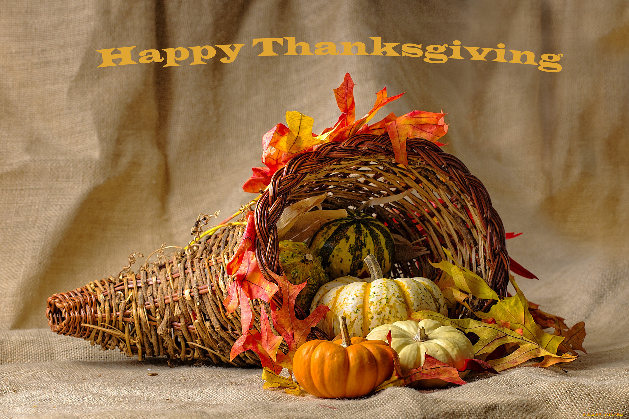 праздничные, день, благодарения, тыква, корзина