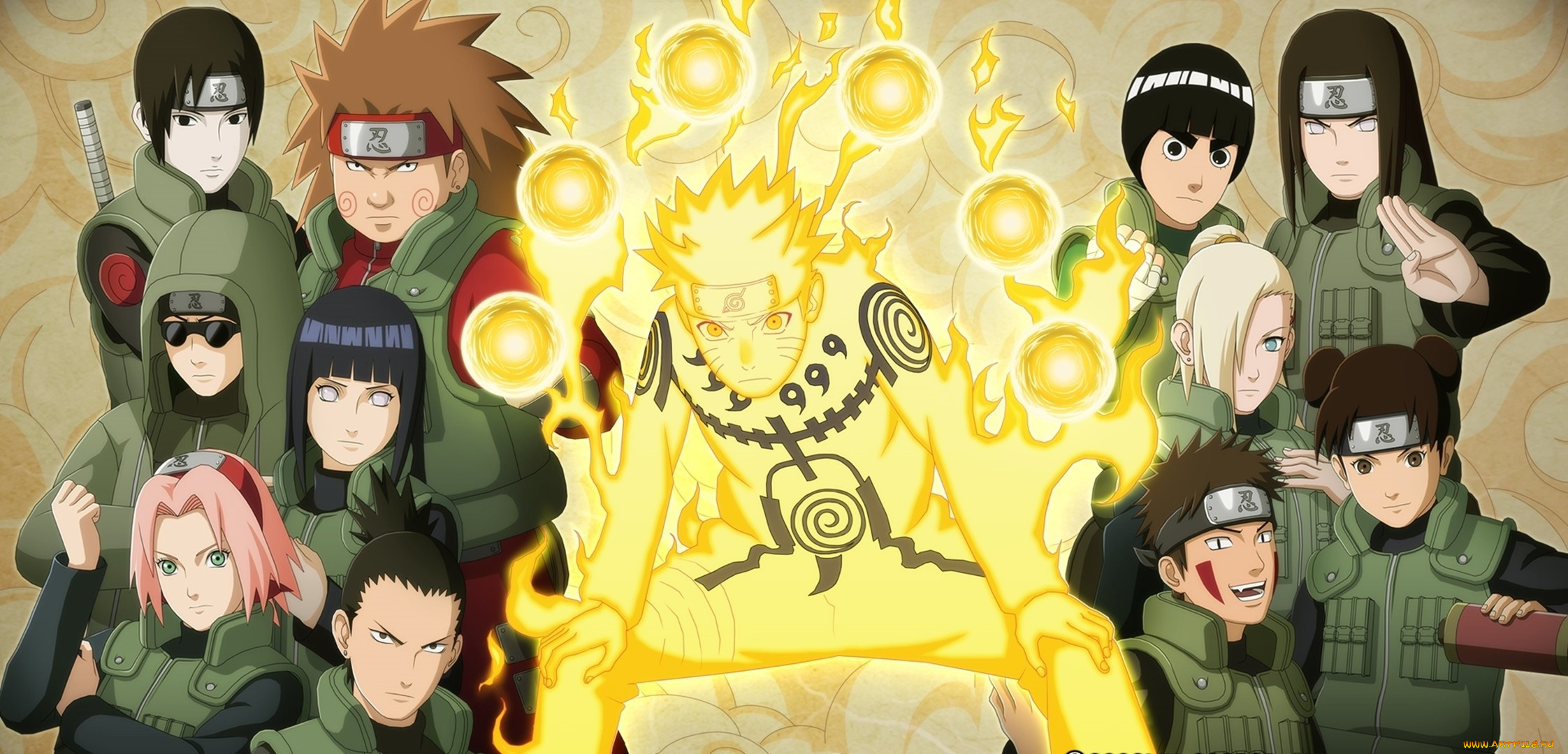 аниме, naruto, sai, sakura, hinata, shino, chouji, neji, rock, le, shikamaru, kiba, tenten, ino