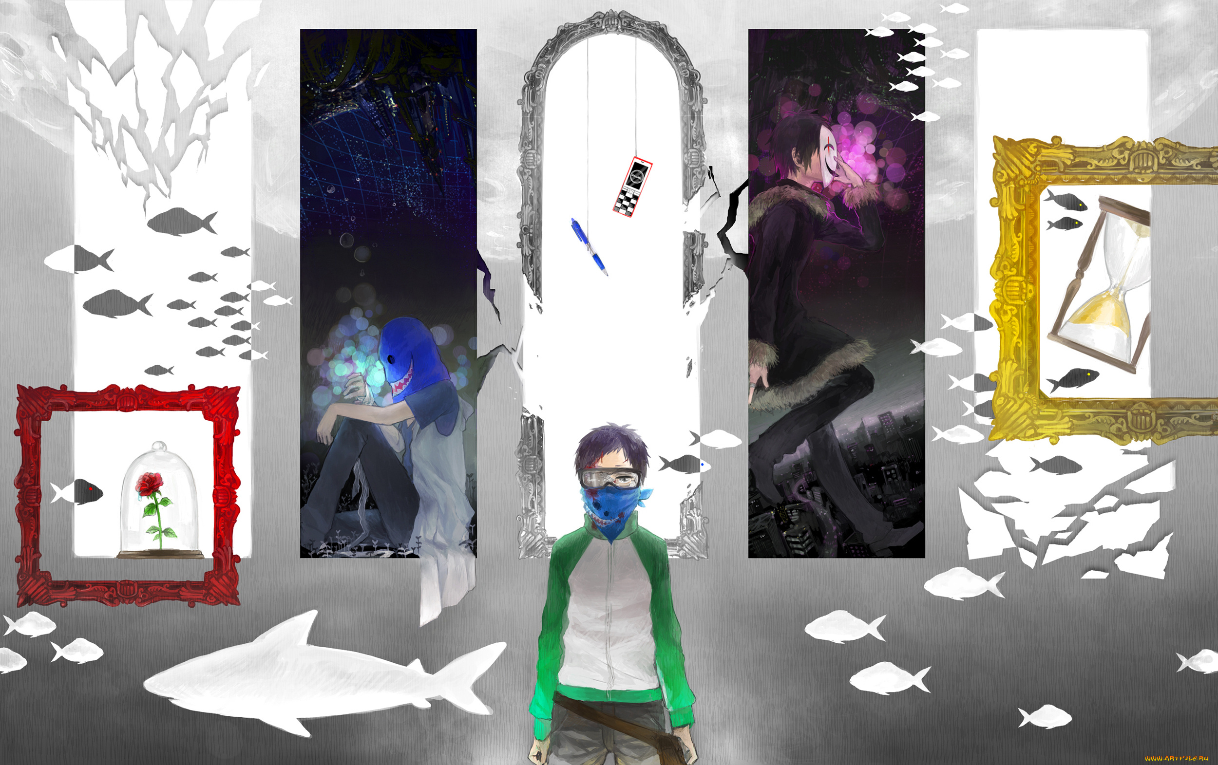 аниме, durarara, кида, изая, арт, парни, микадо