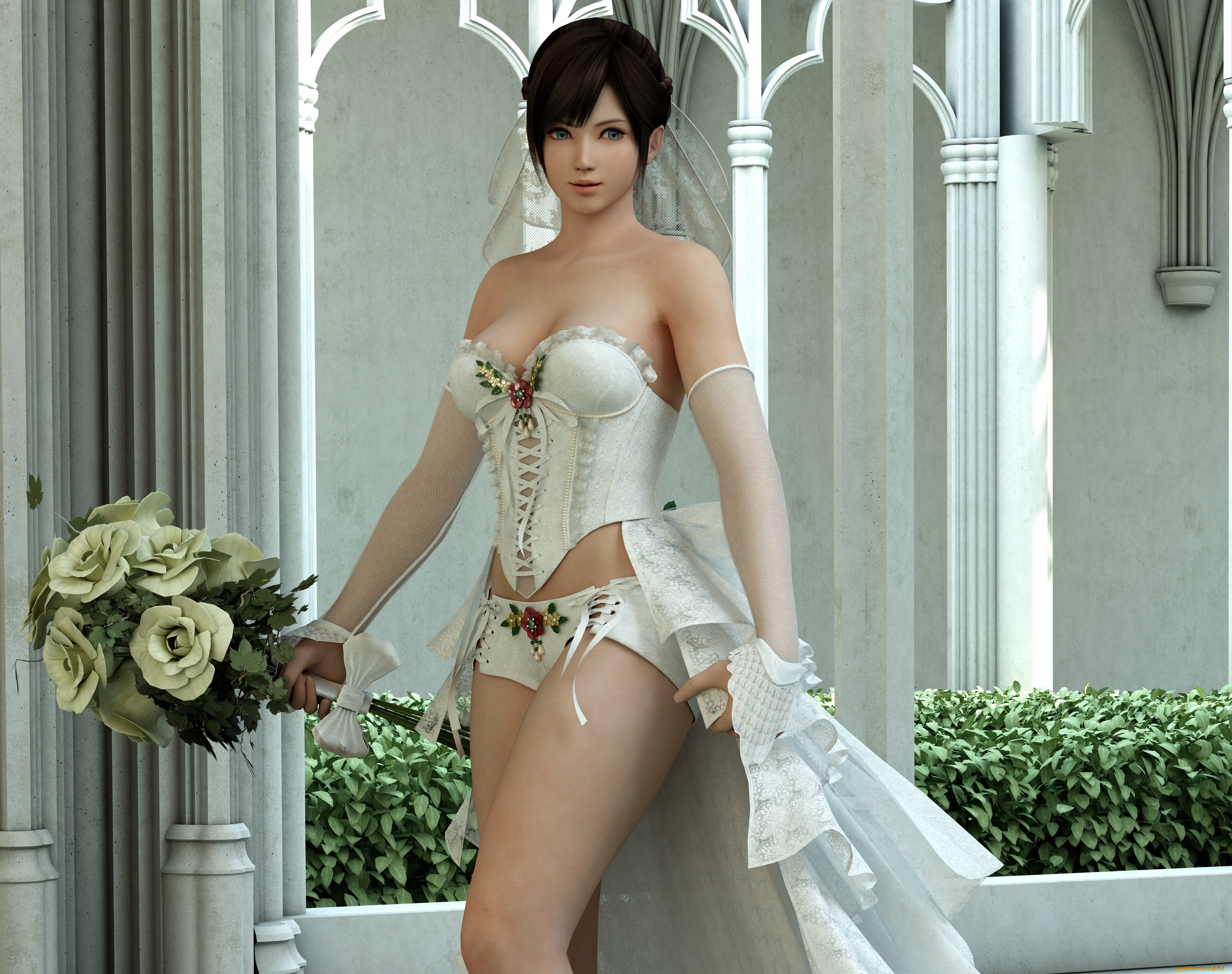 3д, графика, люди, , people, фон, взгляд, девушка, цветы