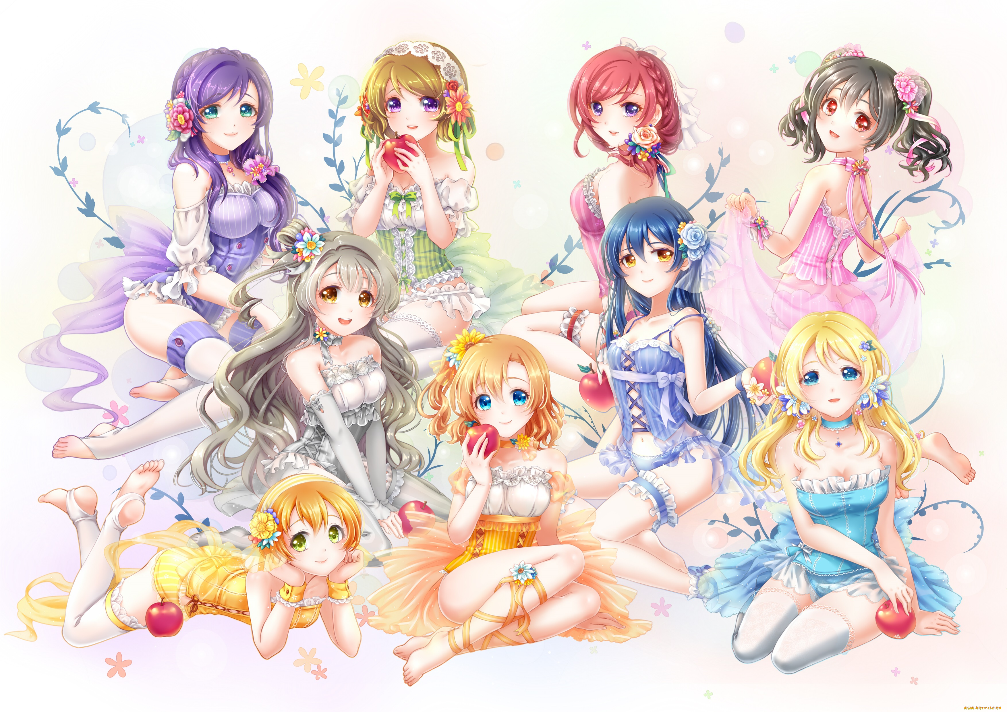 аниме, love, live, , school, idol, project, девушки, арт, sha