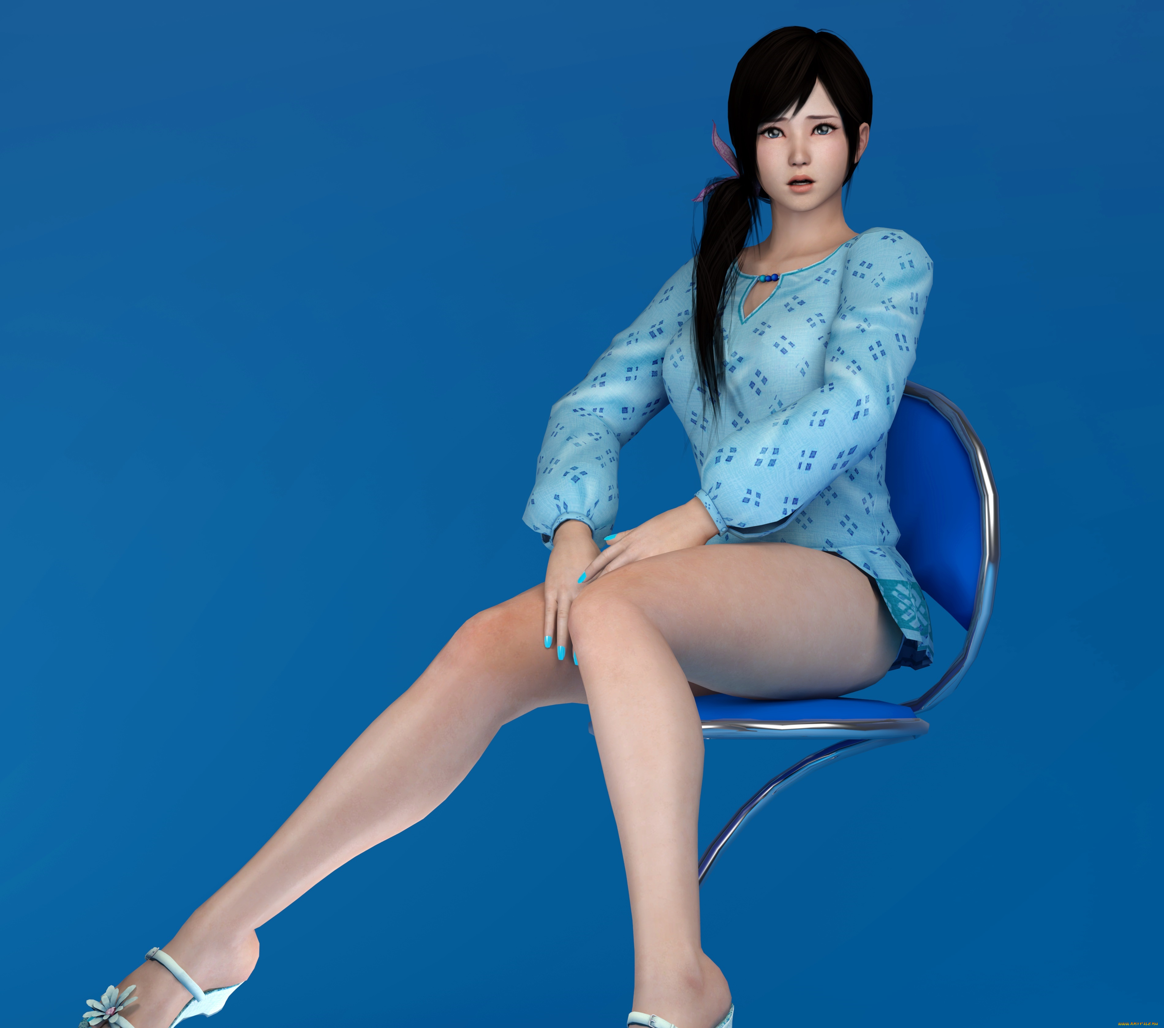 3д, графика, аниме, , anime, девушка, взгляд, фон