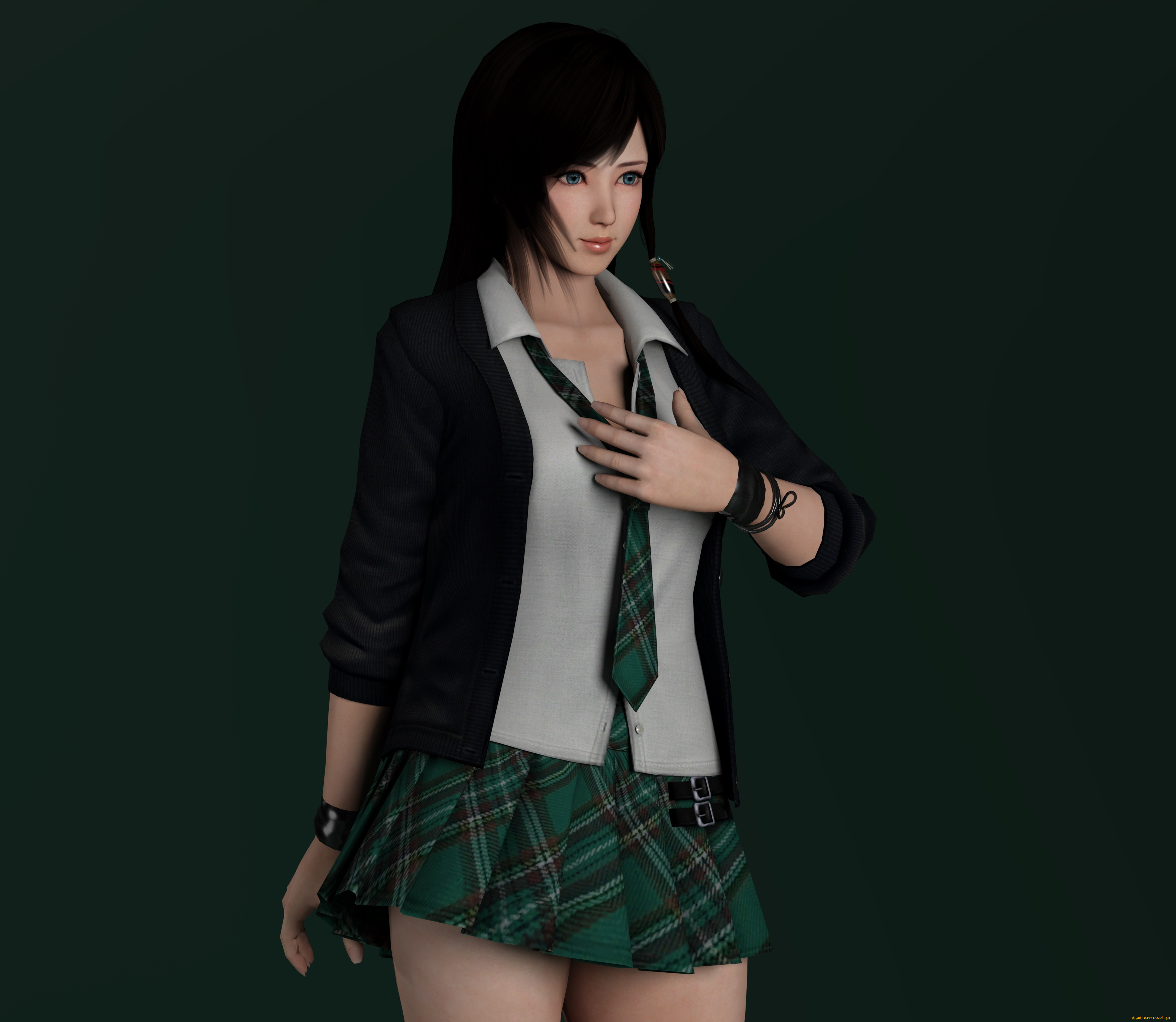 3д, графика, аниме, , anime, девушка, взгляд, фон