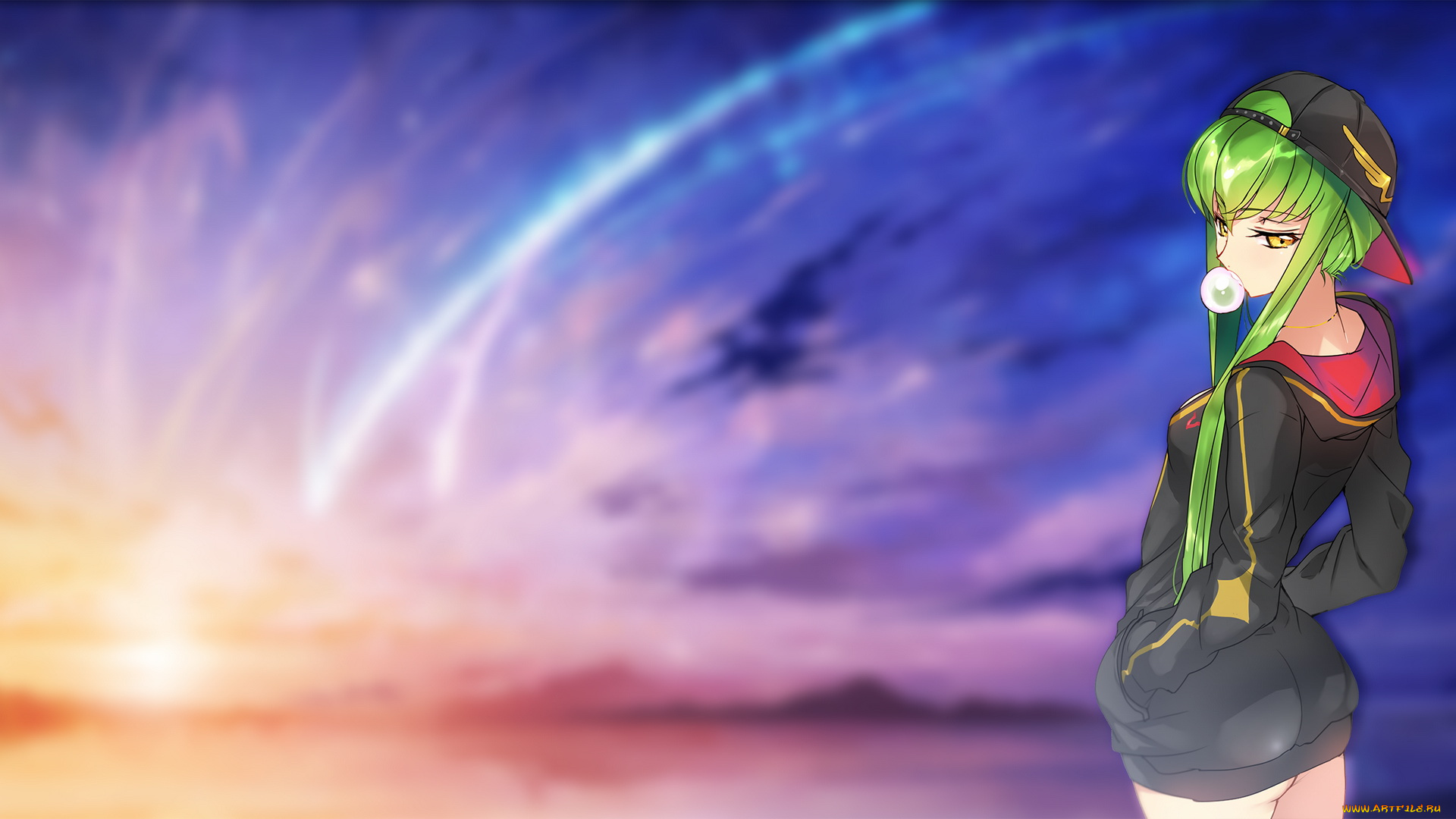 аниме, code, geass, девушка, взгляд, фон