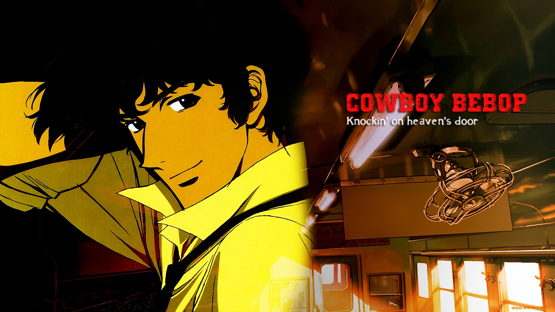 аниме, cowboy, bebop, вагон, spiegel, мужчина, взгляд, spike