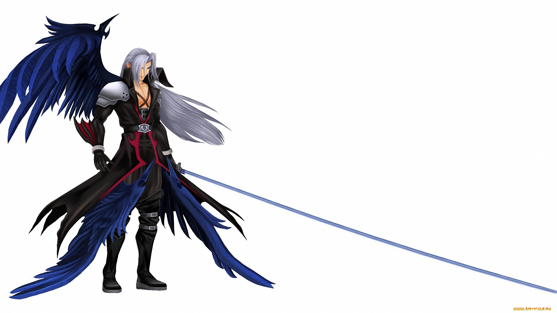 аниме, final, fantasy, крылья, воин, sephiroth, меч