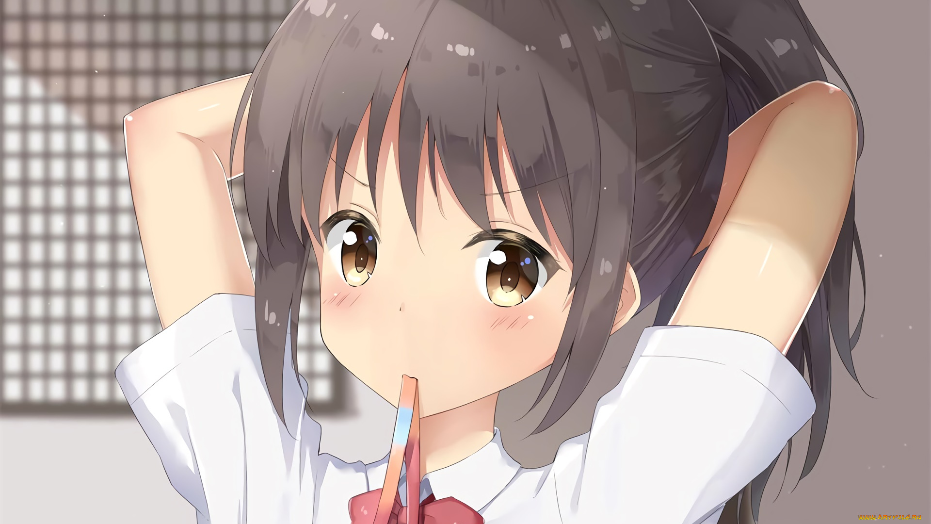 аниме, kimi, no, na, wa, фон, взгляд, девушка