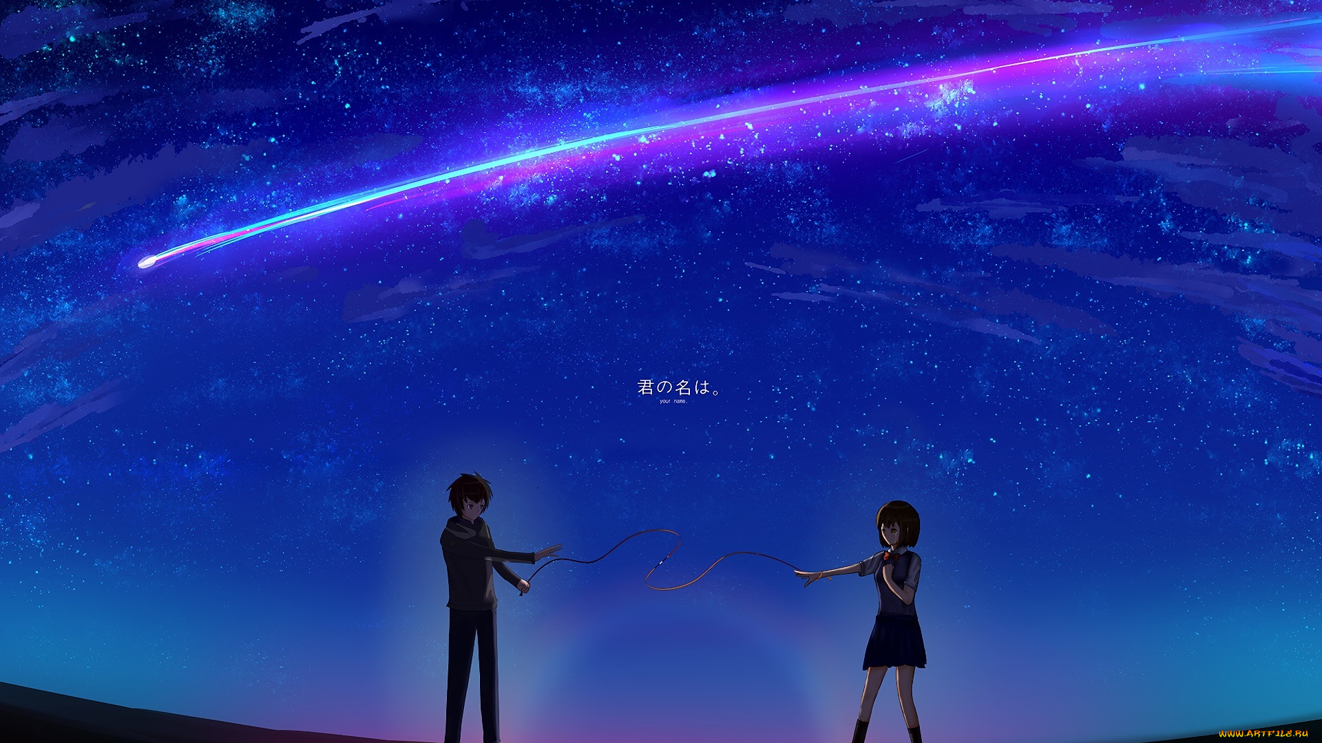 аниме, kimi, no, na, wa, фон, взгляд, девушка