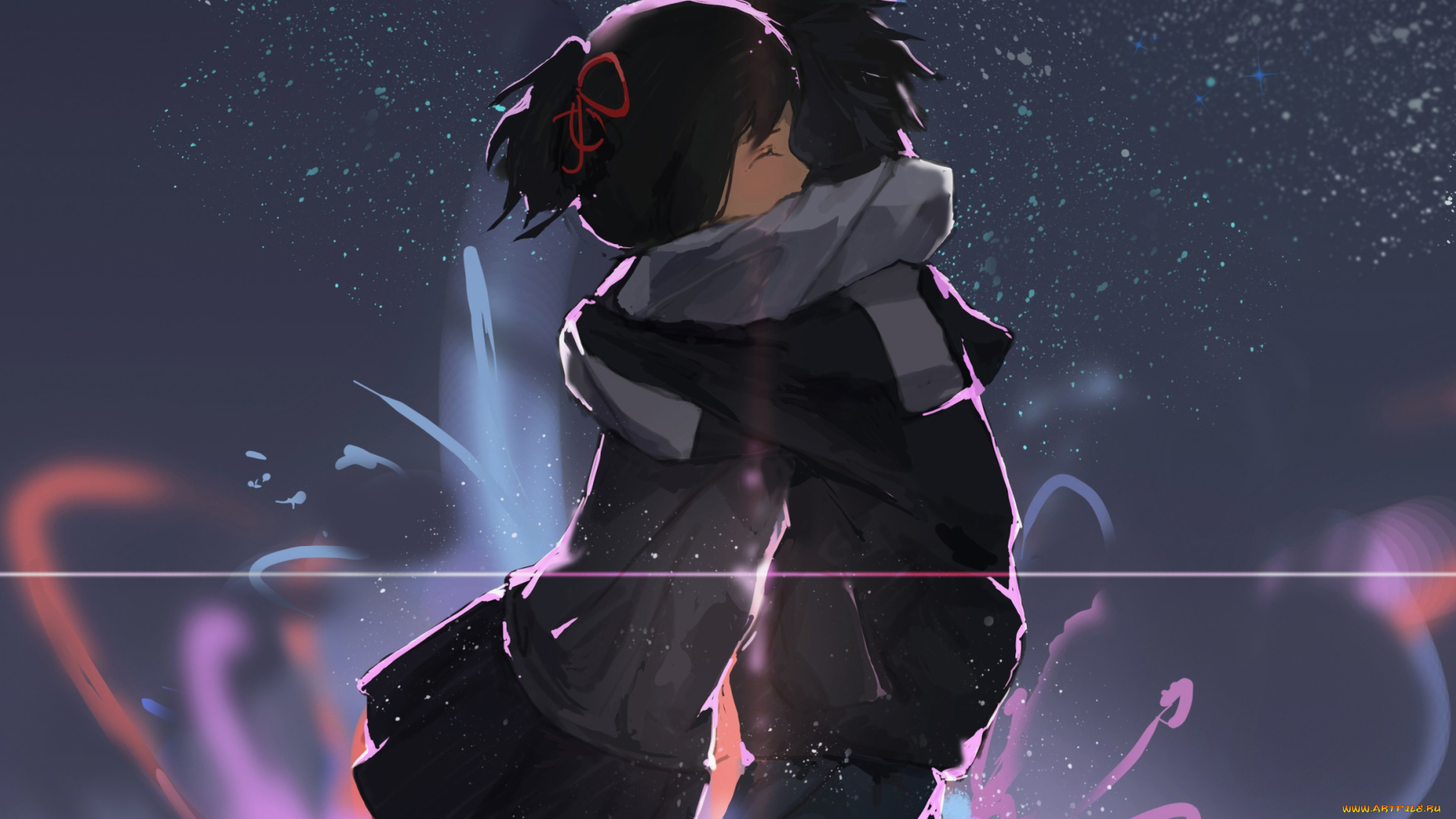 аниме, kimi, no, na, wa, фон, взгляд, девушка