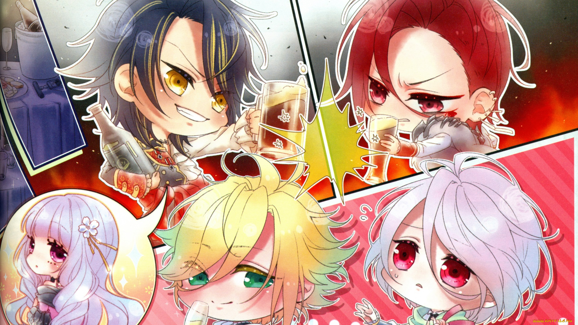 аниме, reine, des, fleurs, малыши