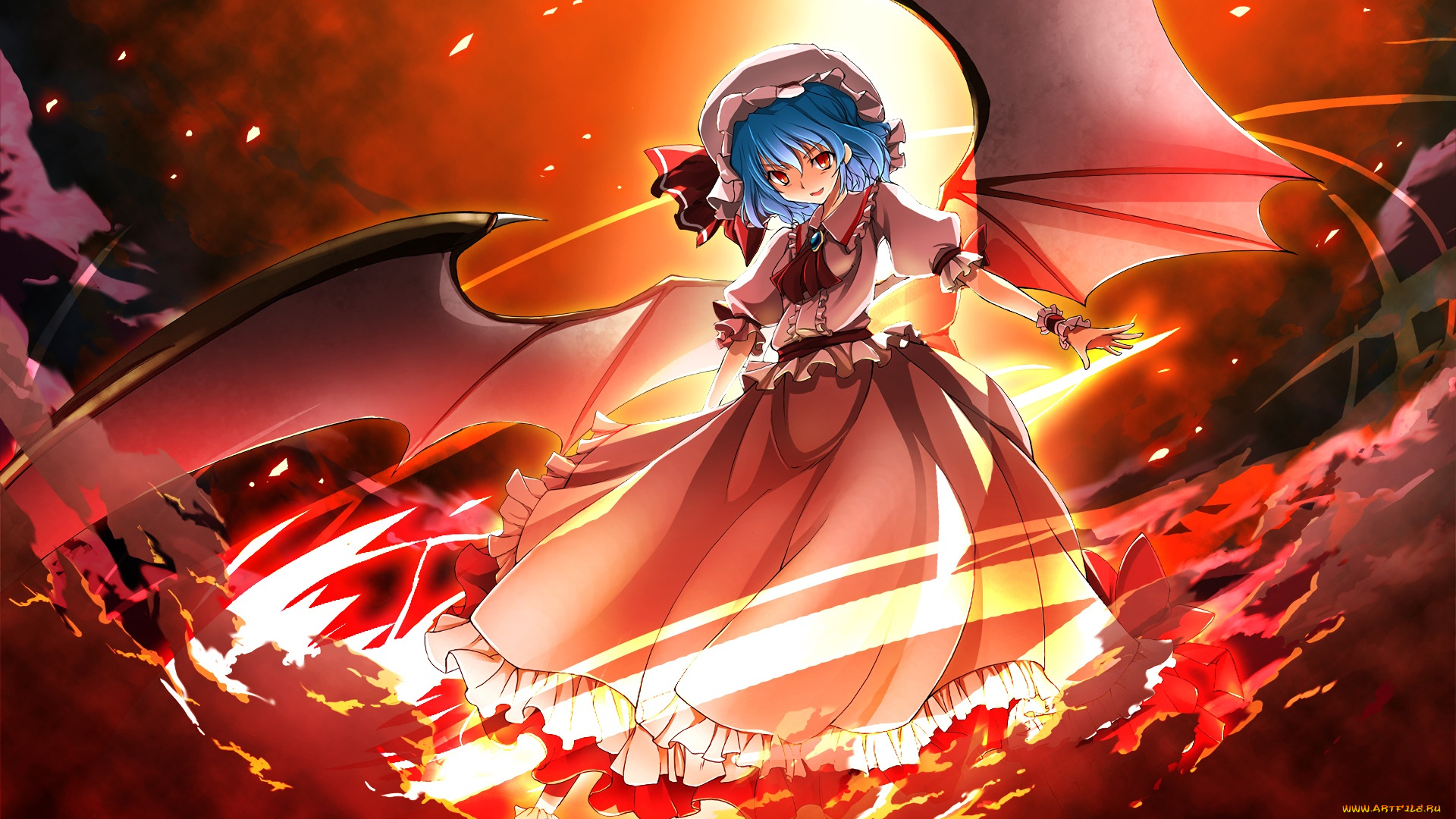 аниме, touhou, взгляд, девушка, фон