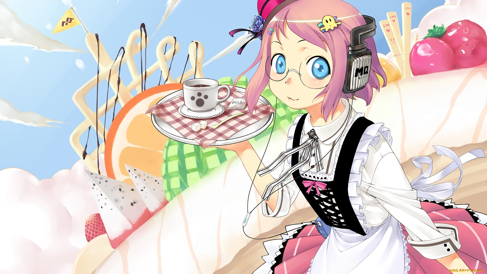 аниме, unknown, , другое, девушка, взгляд, фон