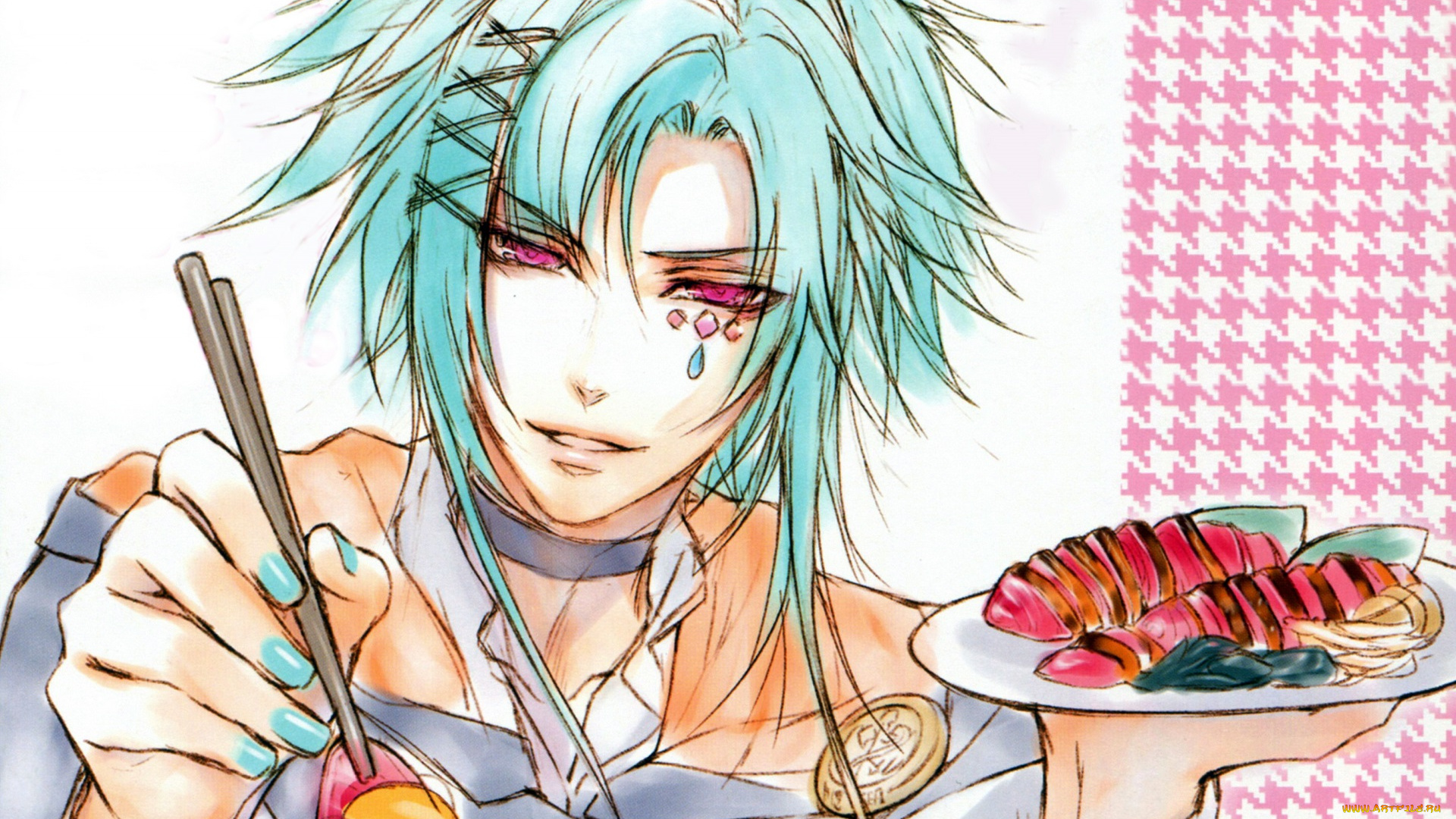 аниме, wand, of, fortune, парень, еда