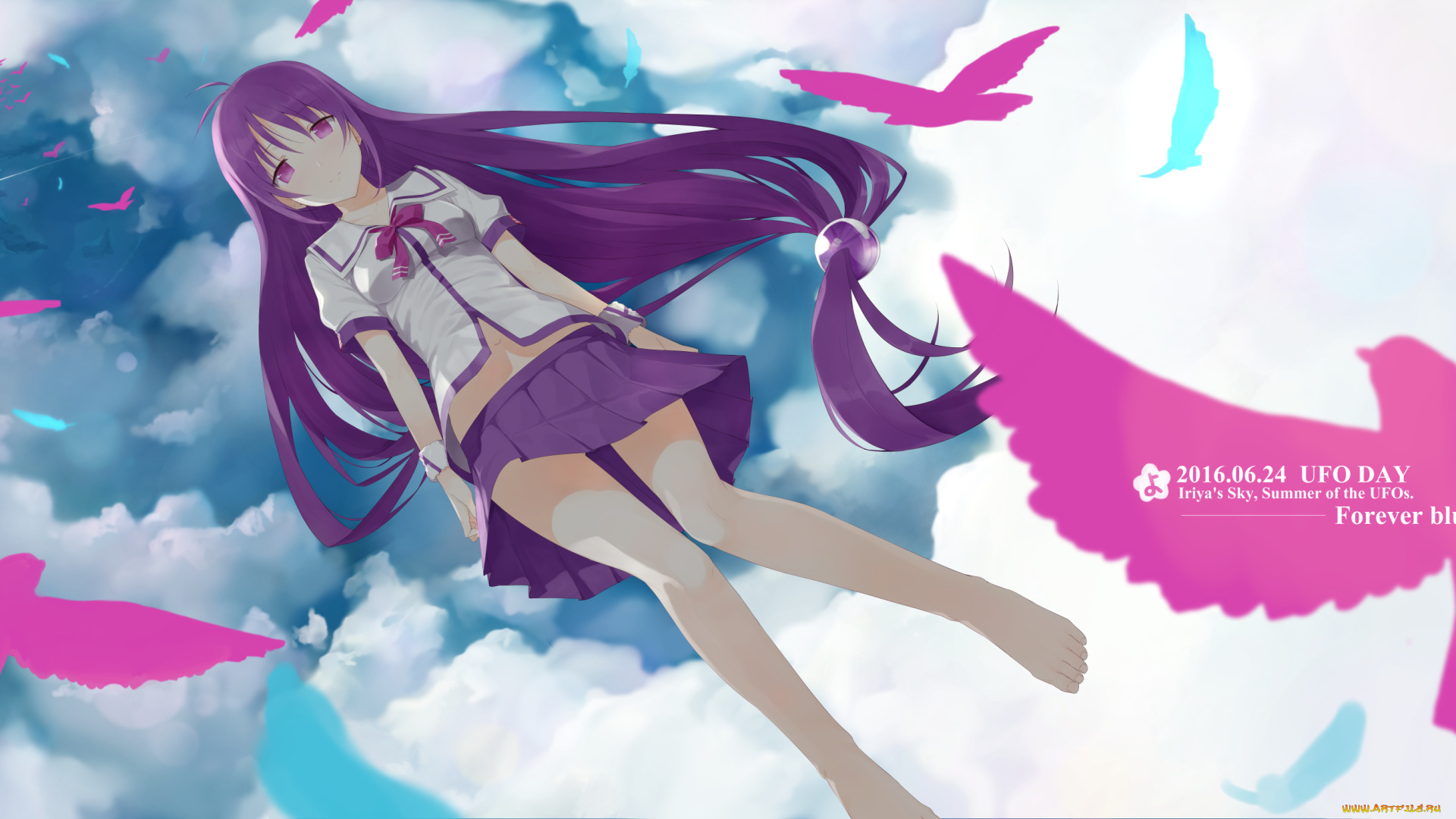 iriya, no, sora, , ufo, no, natsu, аниме, фон, девушка, взгляд