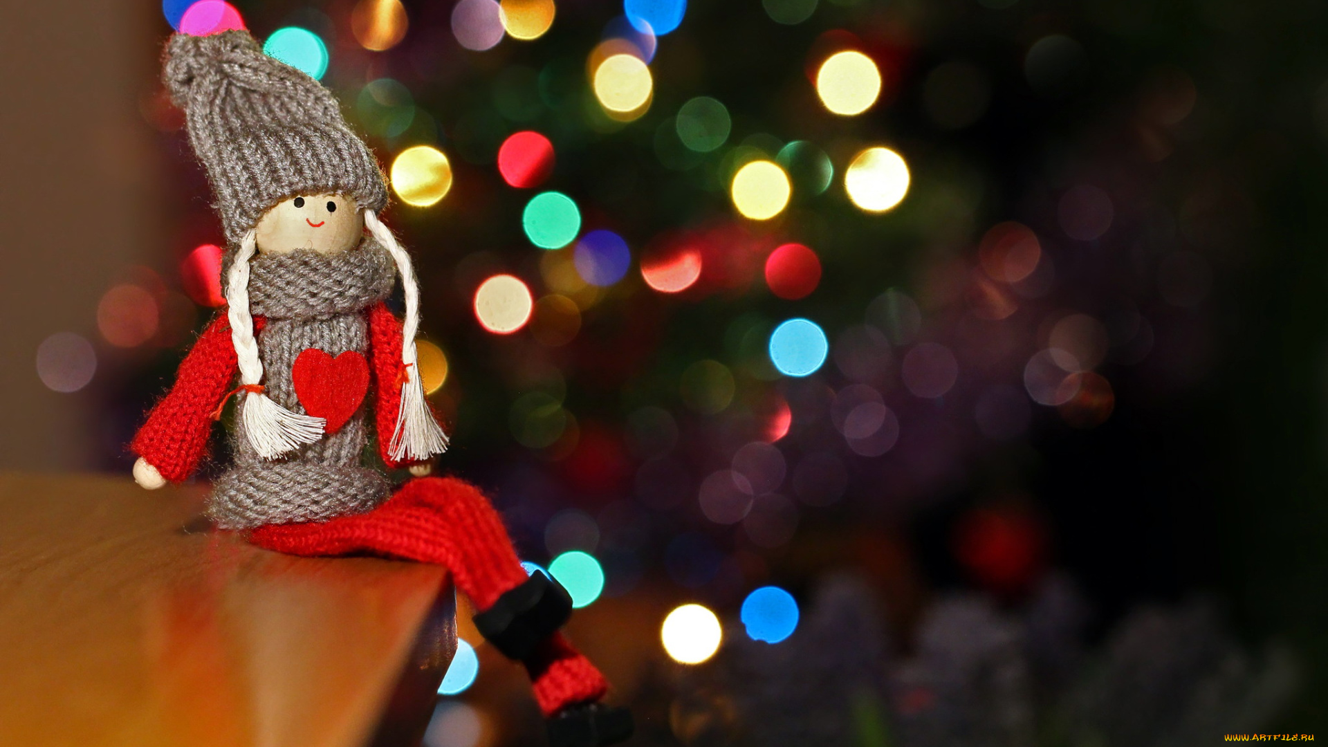 праздничные, фигурки, боке, огоньки, куколка