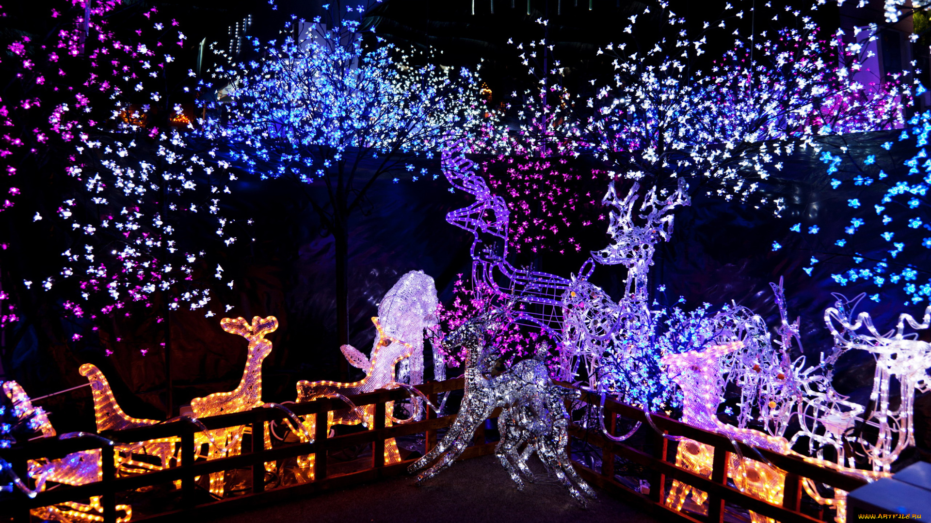 праздничные, новогодние, пейзажи, иллюминация