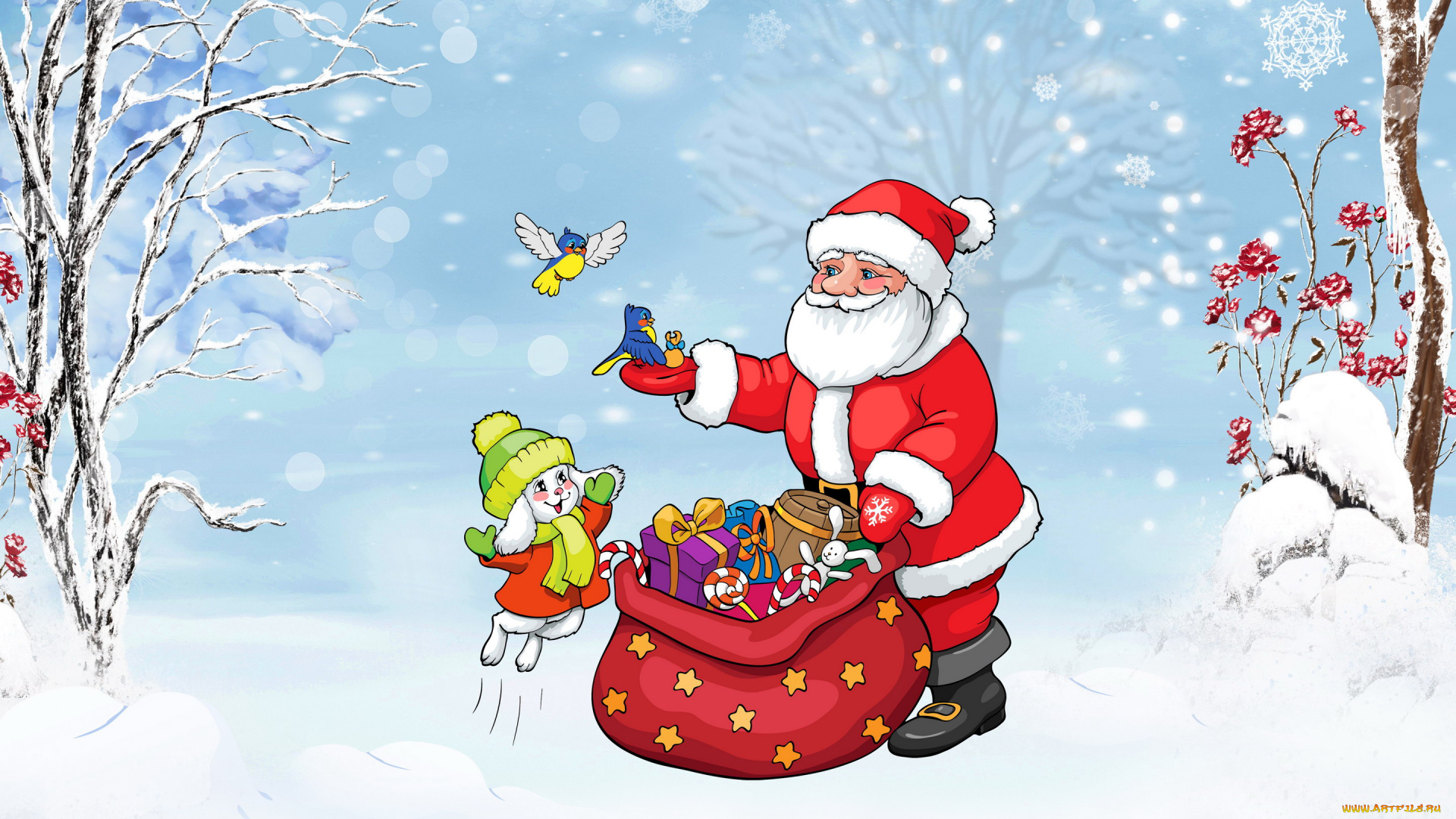 праздничные, векторная, графика, , новый, год, девочка, дед, мороз