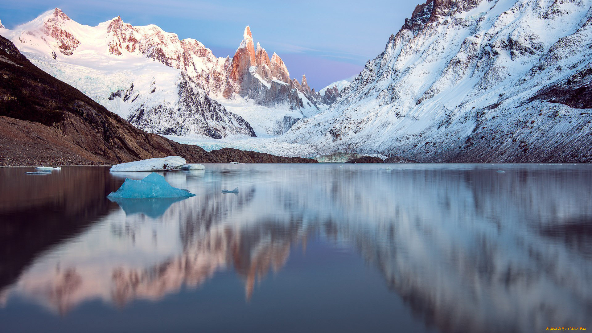 природа, реки, озера, отражение, вода, снег, горы