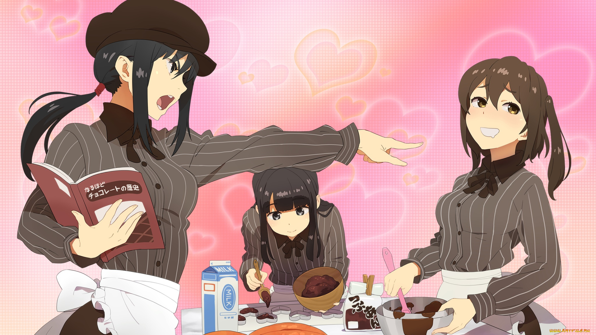 schoolgirl, strikers, аниме, фон, взгляд, девушки