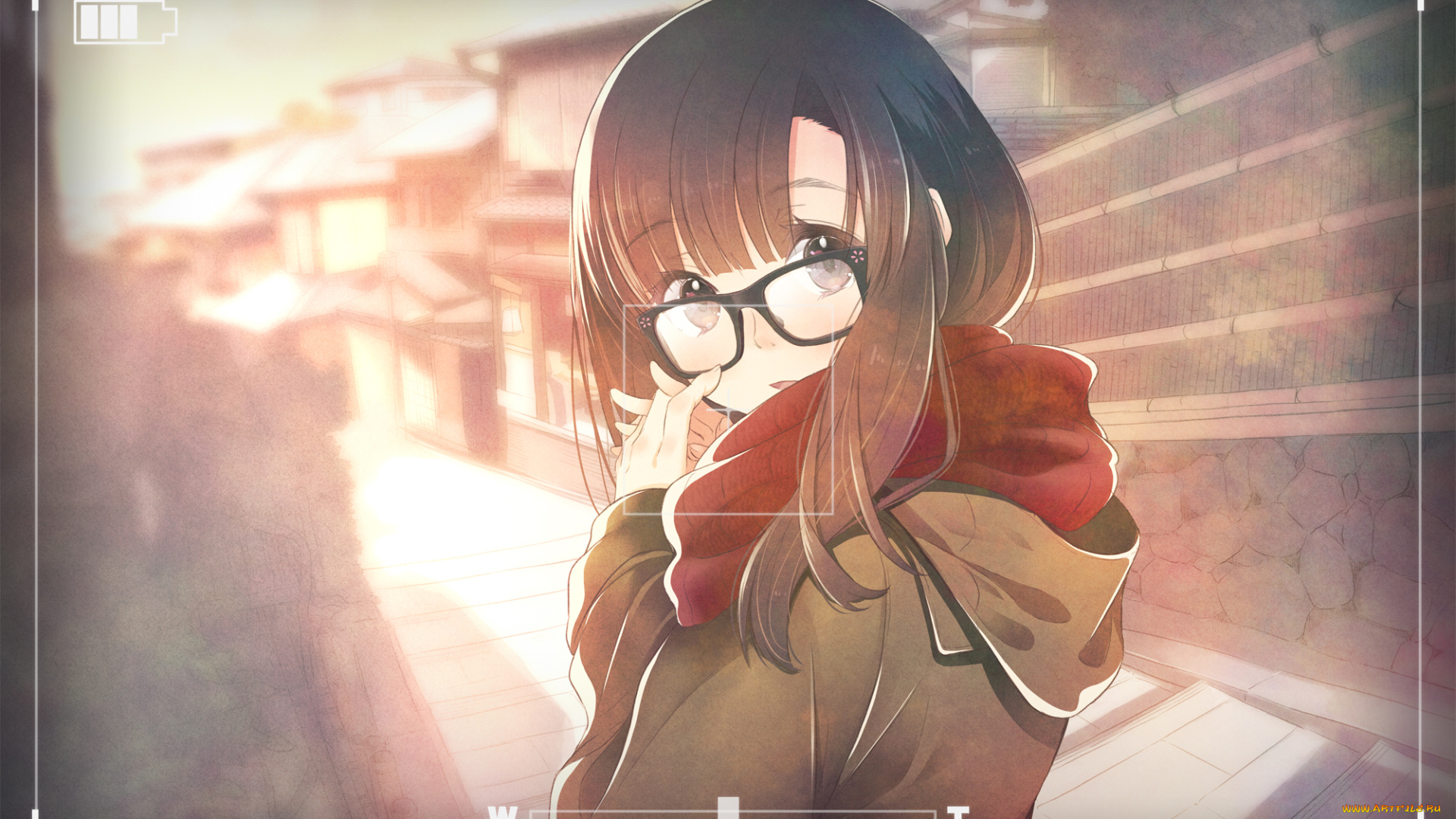 schoolgirl, strikers, аниме, взгляд, фон, девушка