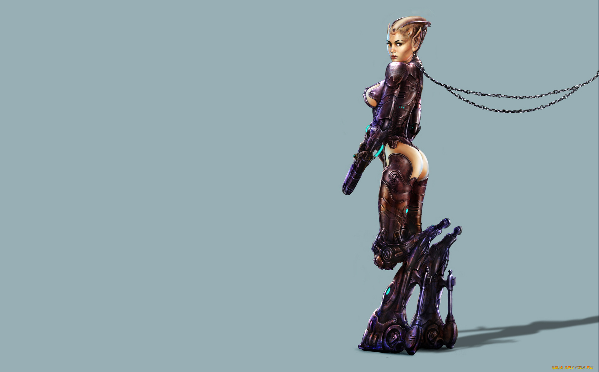 фэнтези, роботы, , киборги, , механизмы, существо, взгляд, фон, девушка