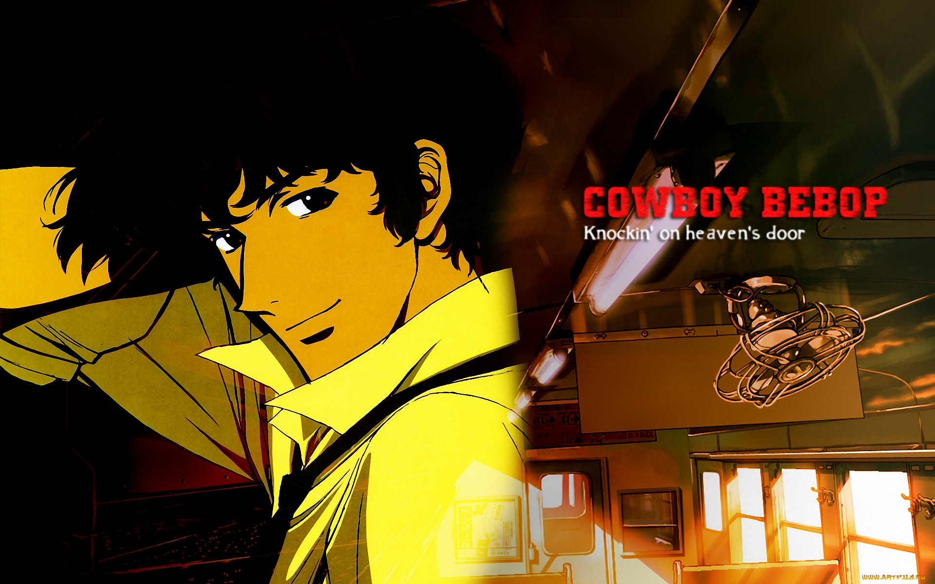 аниме, cowboy, bebop, вагон, spiegel, мужчина, взгляд, spike
