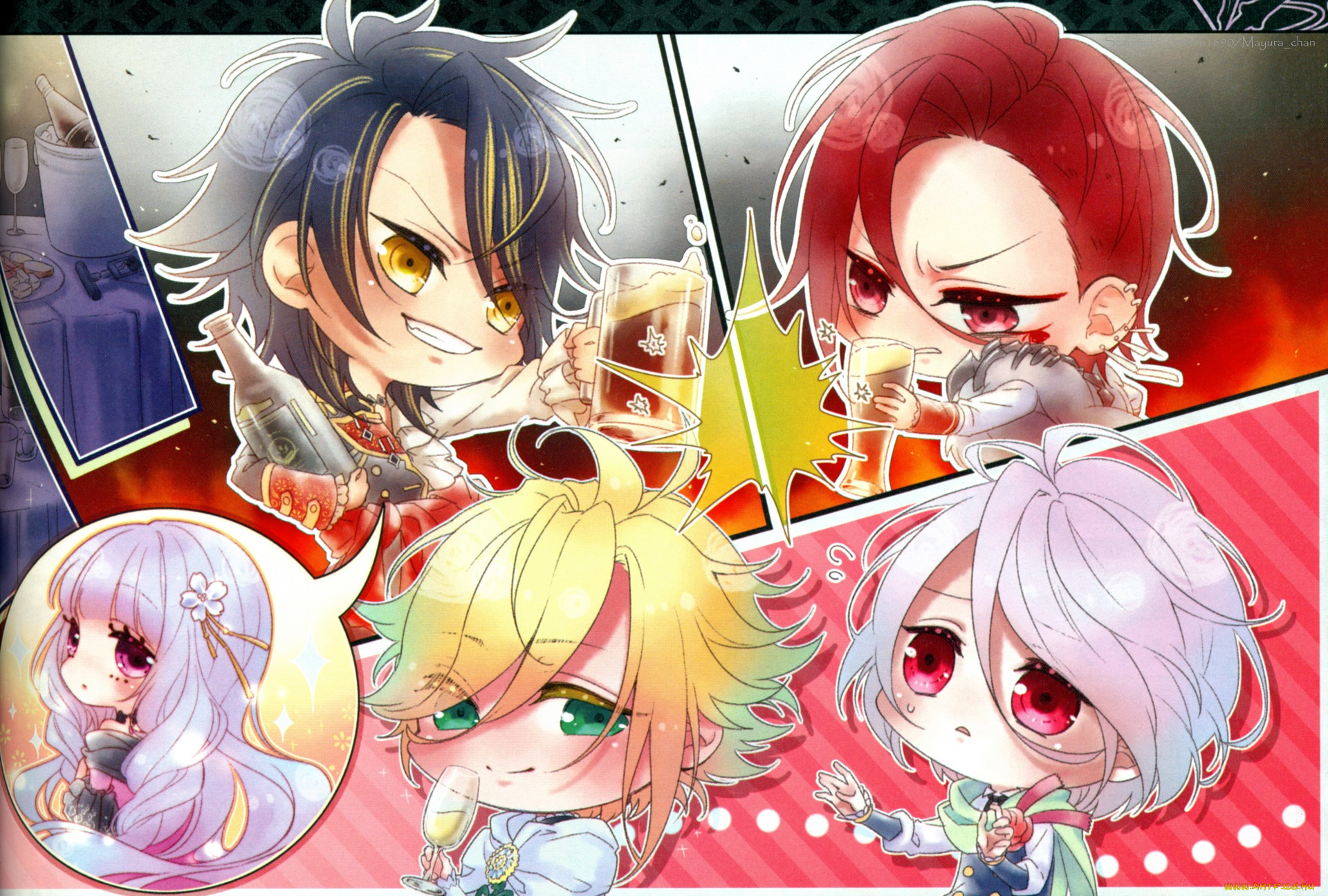 аниме, reine, des, fleurs, малыши