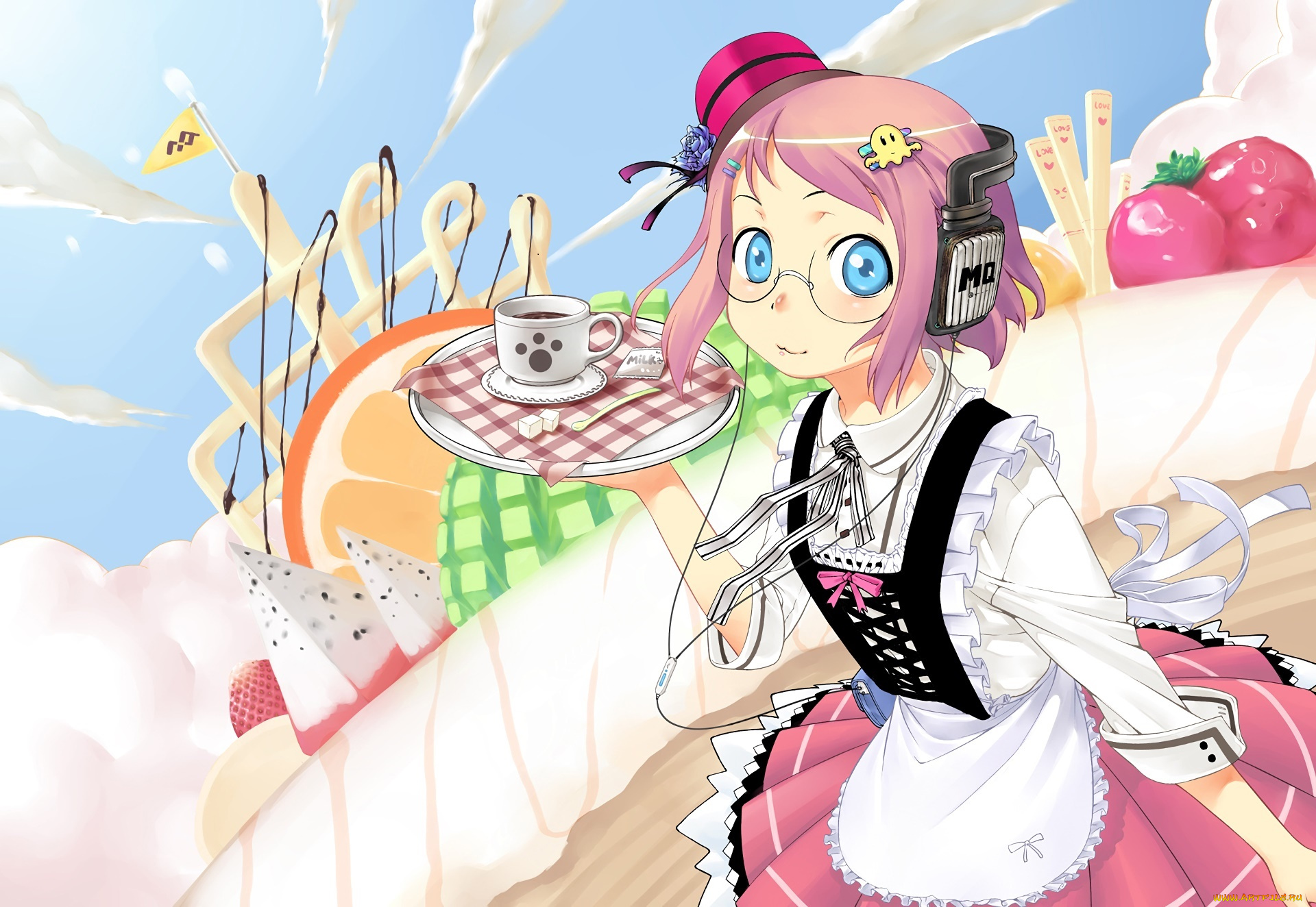 аниме, unknown, , другое, девушка, взгляд, фон