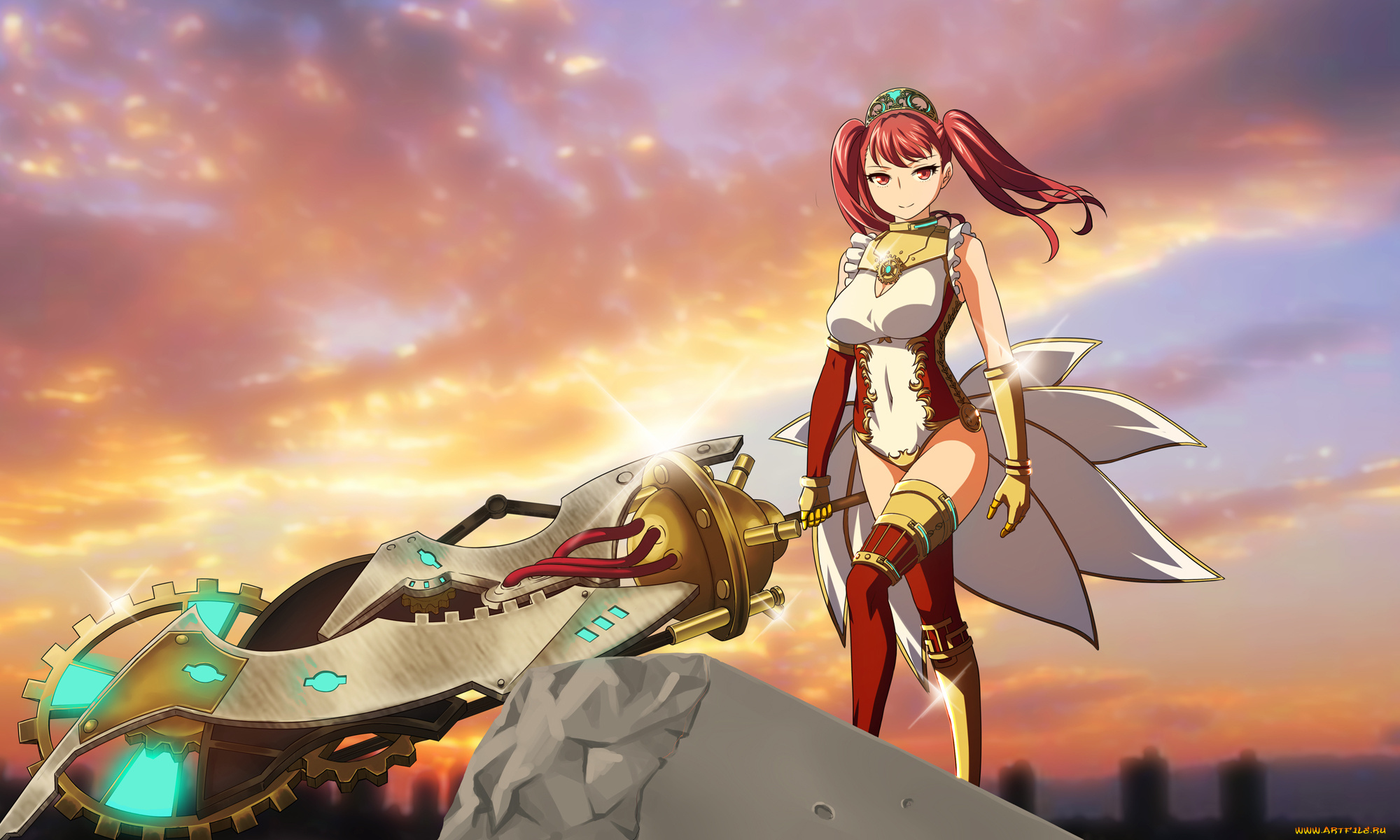 schoolgirl, strikers, аниме, взгляд, фон, девушка