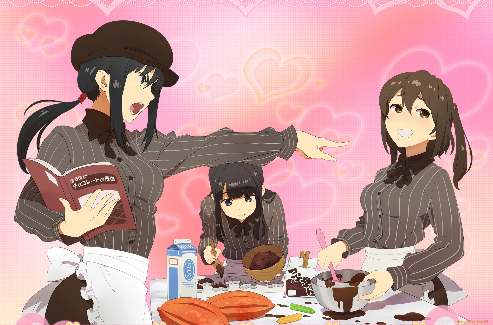 schoolgirl, strikers, аниме, фон, взгляд, девушки