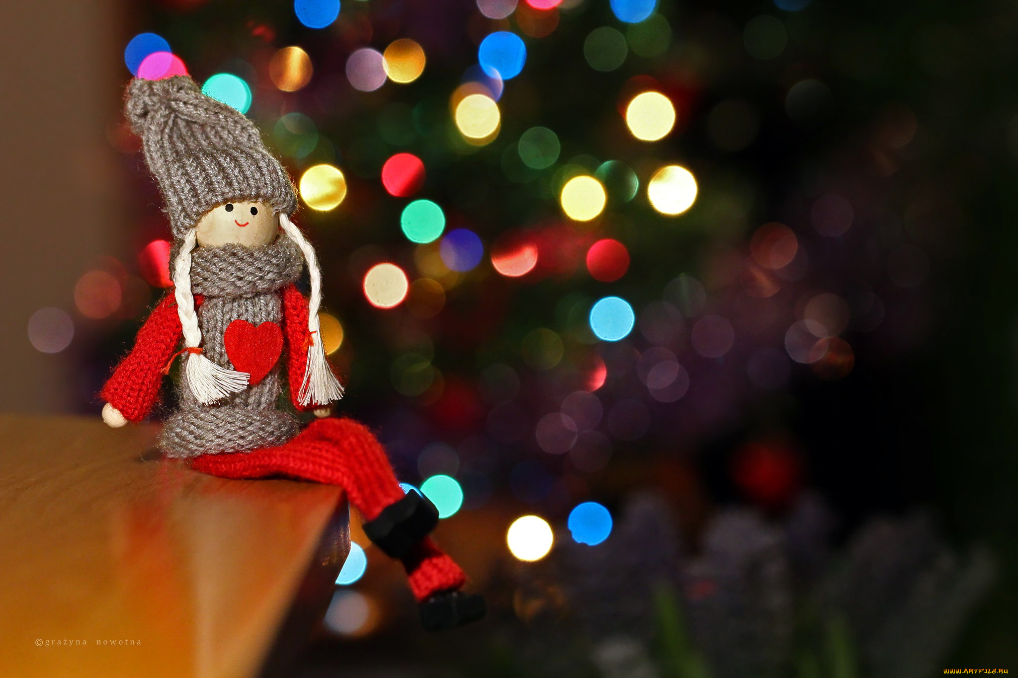 праздничные, фигурки, боке, огоньки, куколка