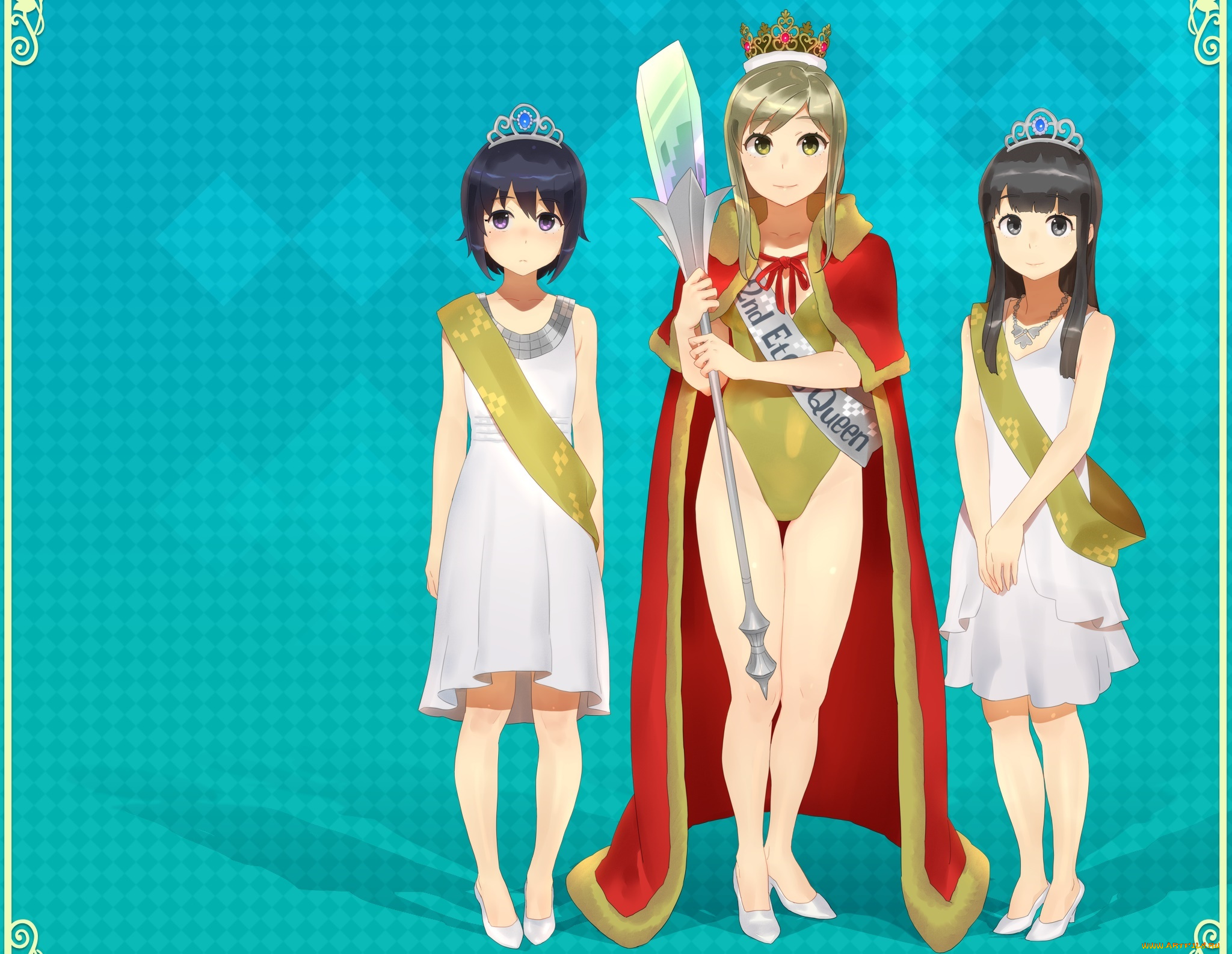 schoolgirl, strikers, аниме, девушки, фон, взгляд