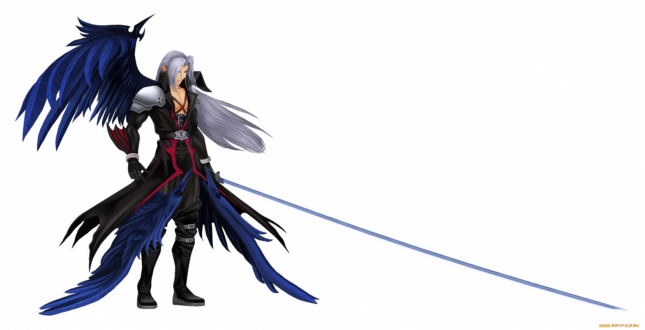 аниме, final, fantasy, крылья, воин, sephiroth, меч