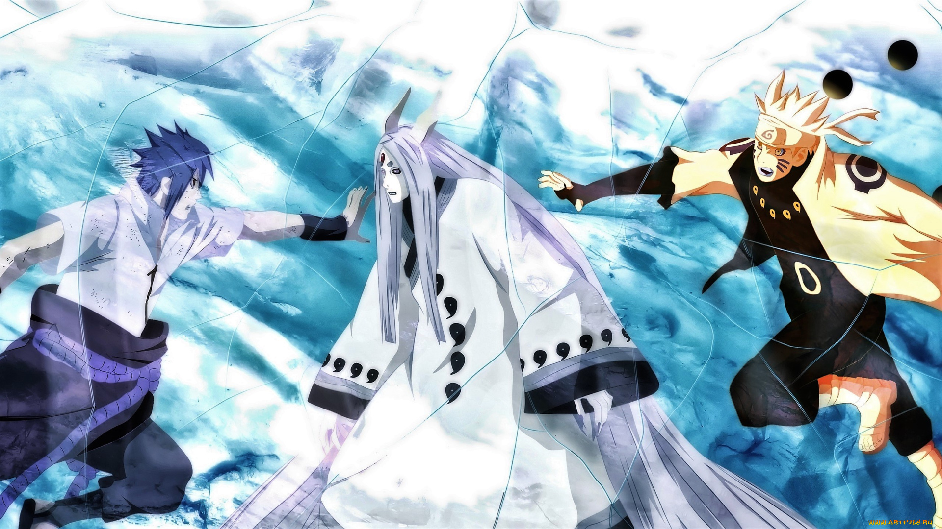 аниме, naruto, бой, наруто, узумаки, саске, кагуйя, учиха