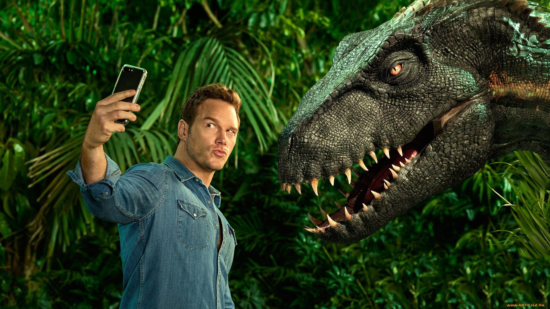 мужчины, chris, pratt, динозавр, телефон, chris, pratt, мужчина, in, jurassic, world, fallen, kingdom