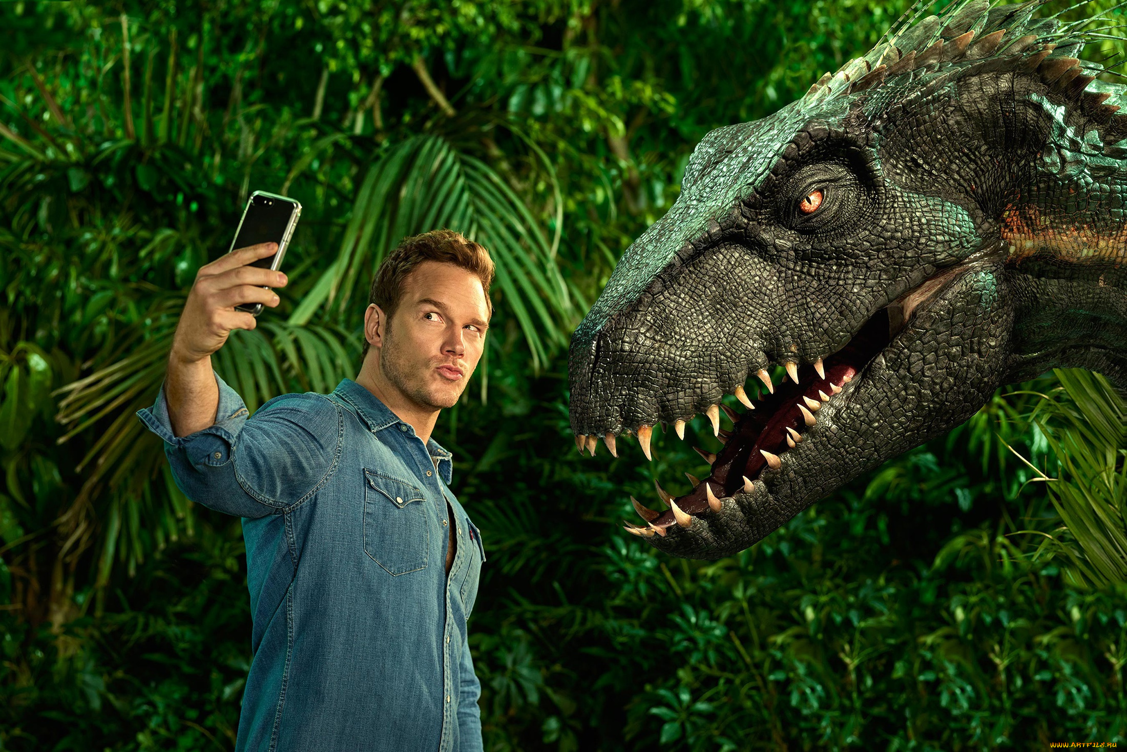 мужчины, chris, pratt, динозавр, телефон, chris, pratt, мужчина, in, jurassic, world, fallen, kingdom