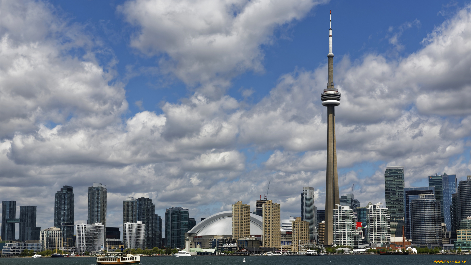 города, торонто, , канада, сn, tower, торонто, телебашня, rogers, center, городской, вид, небоскребы