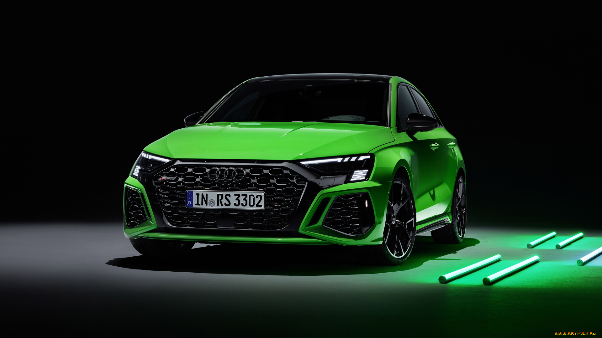 audi, rs, 3, sedan, автомобили, audi, зеленый, трубы