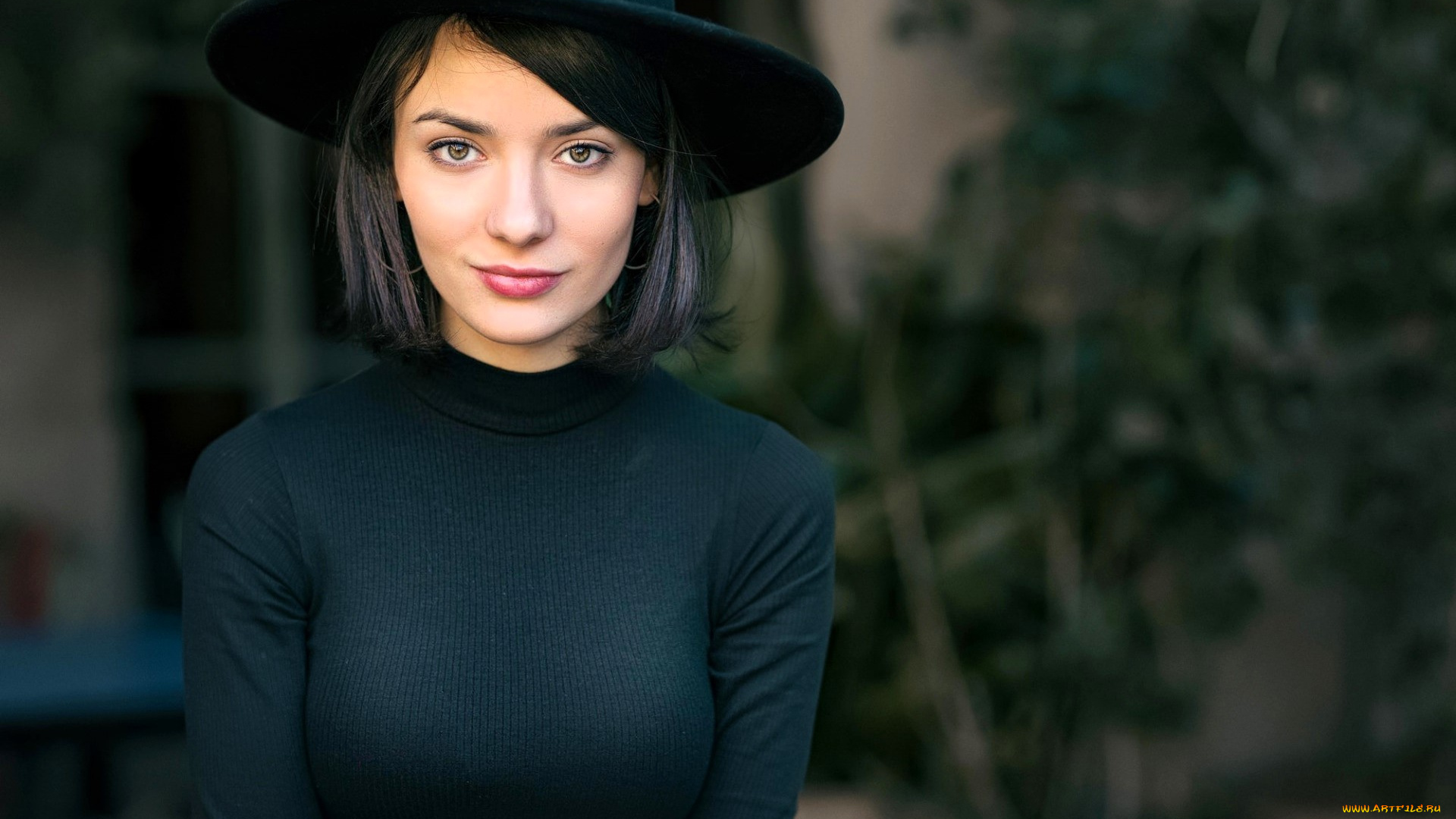 девушки, -, брюнетки, , шатенки, брюнетка, шляпа, свитер