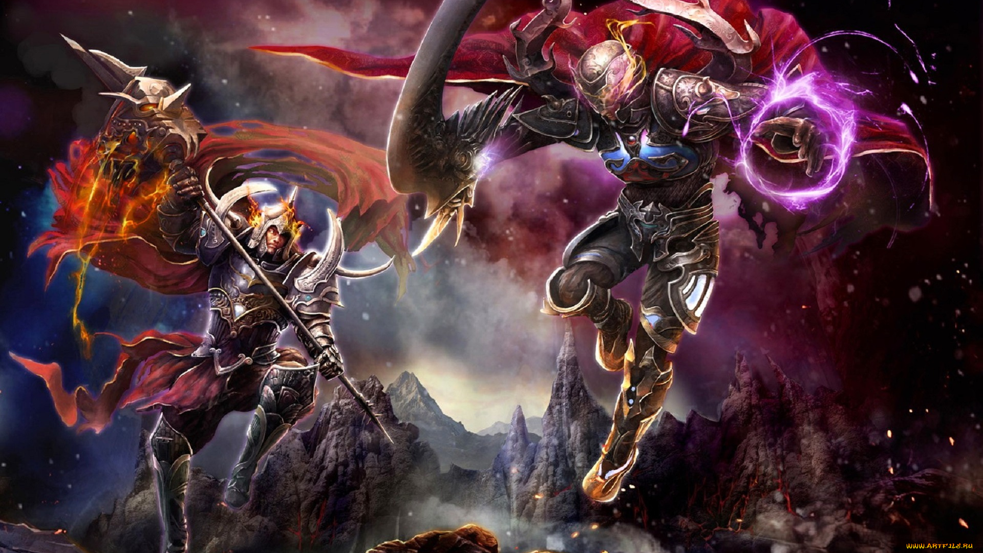 видео, игры, nine, communities, поединок, бойцы, оружие, магия, горы