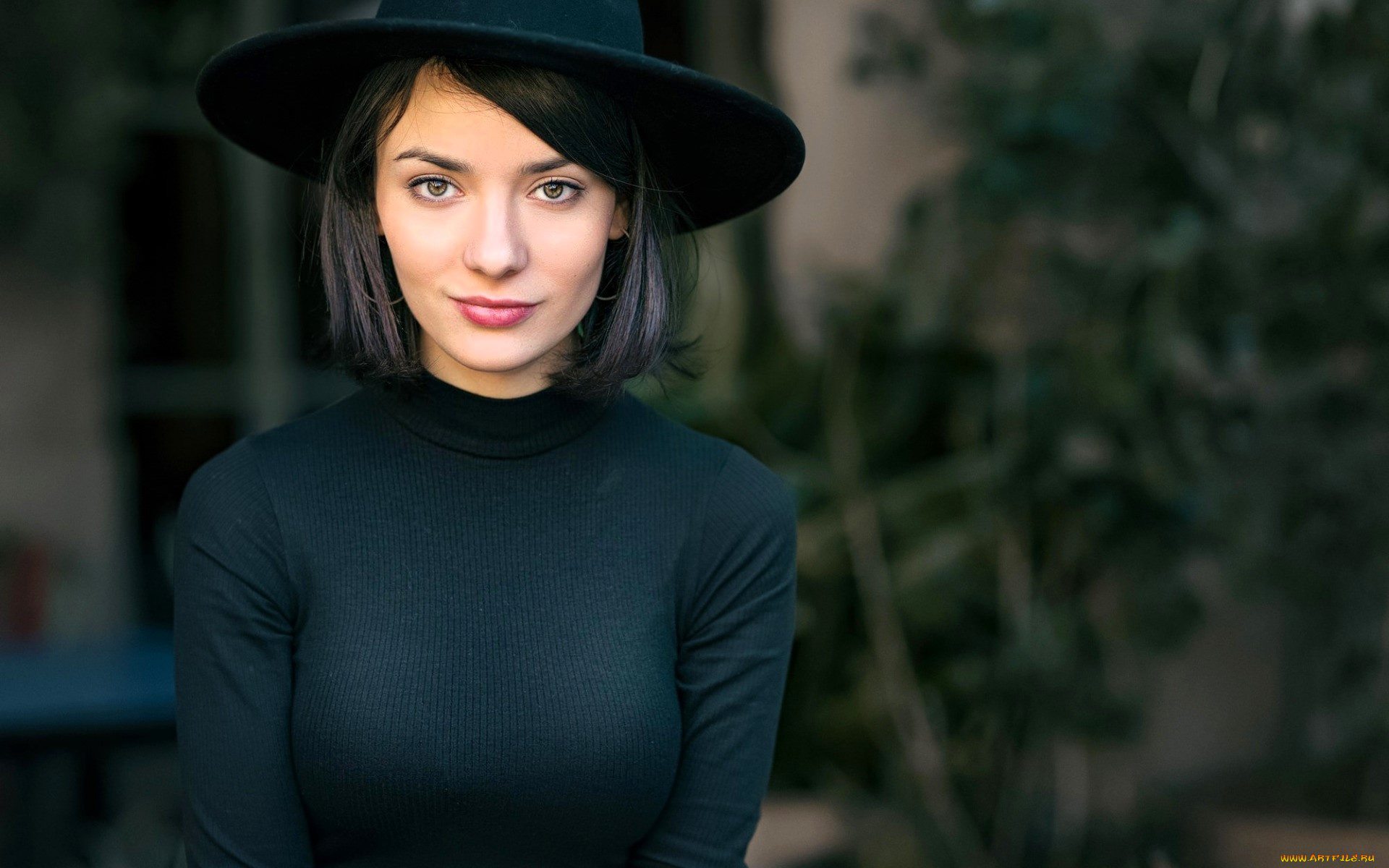 девушки, -, брюнетки, , шатенки, брюнетка, шляпа, свитер