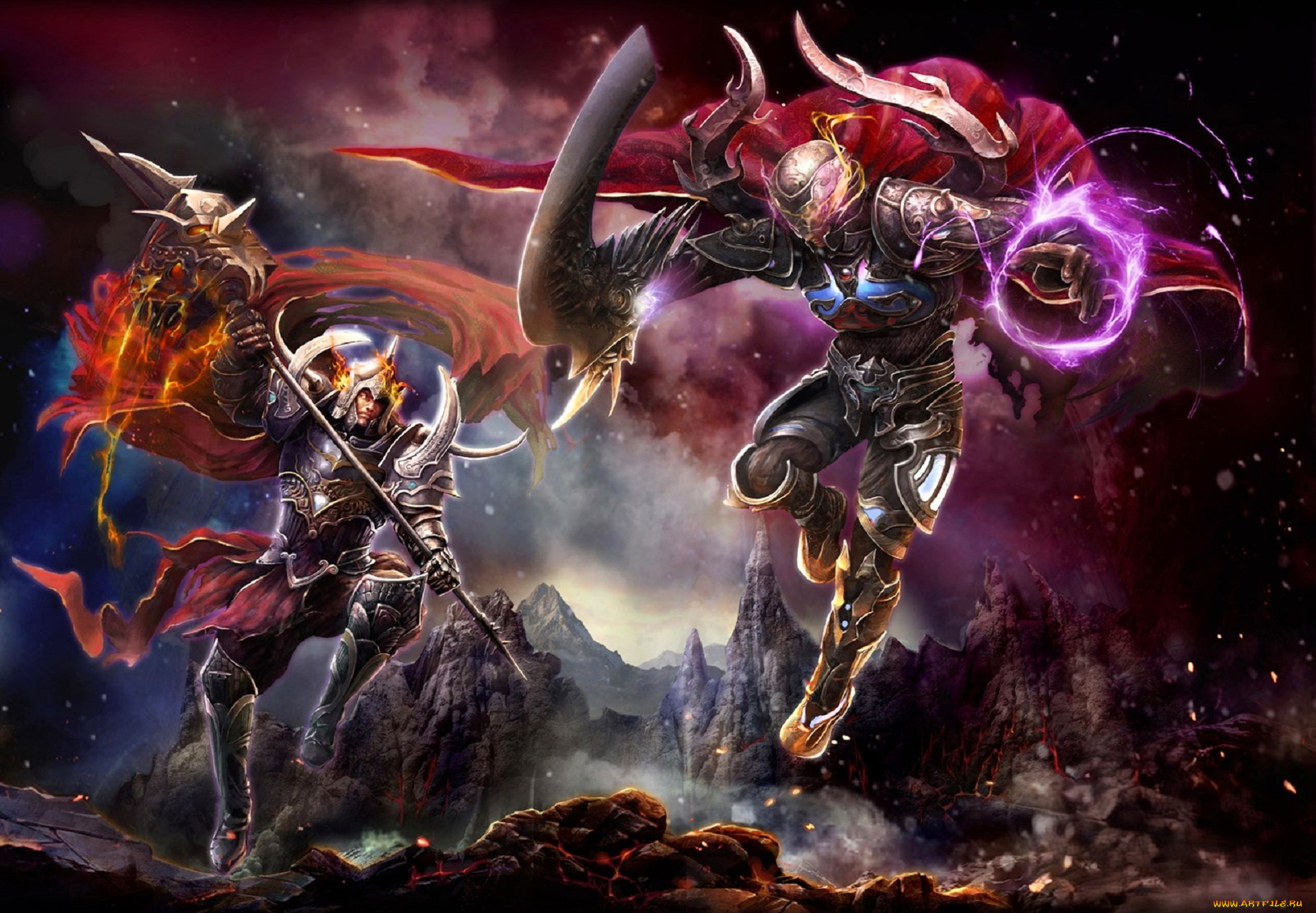 видео, игры, nine, communities, поединок, бойцы, оружие, магия, горы