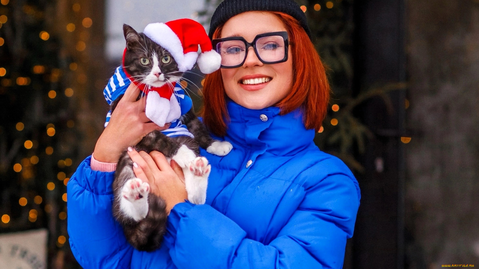 девушки, анна, шаховская, образ, косплей, наряд, костюм, шапка, куртка, очки, кот, простоквашино