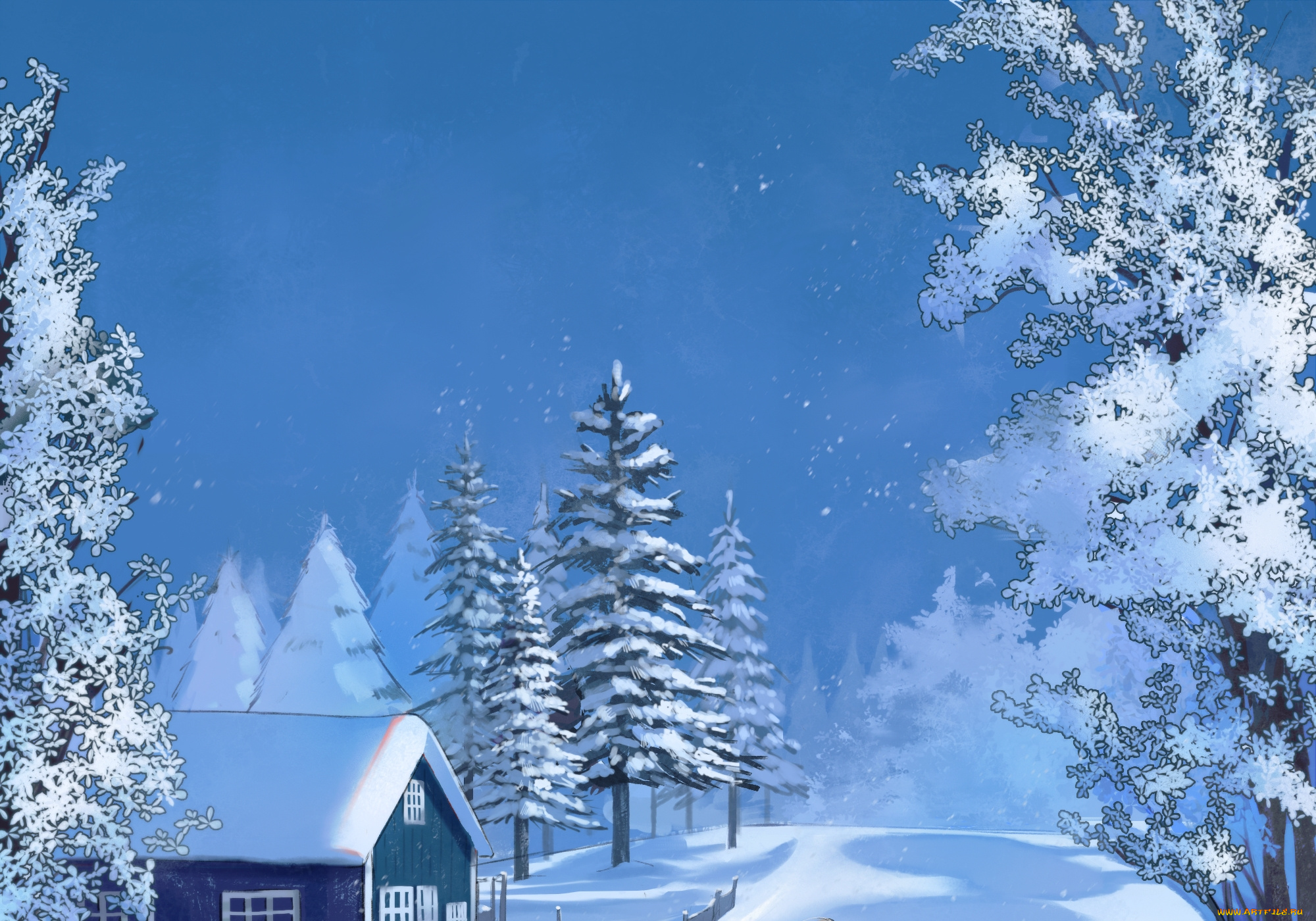 рисованное, природа, пейзаж