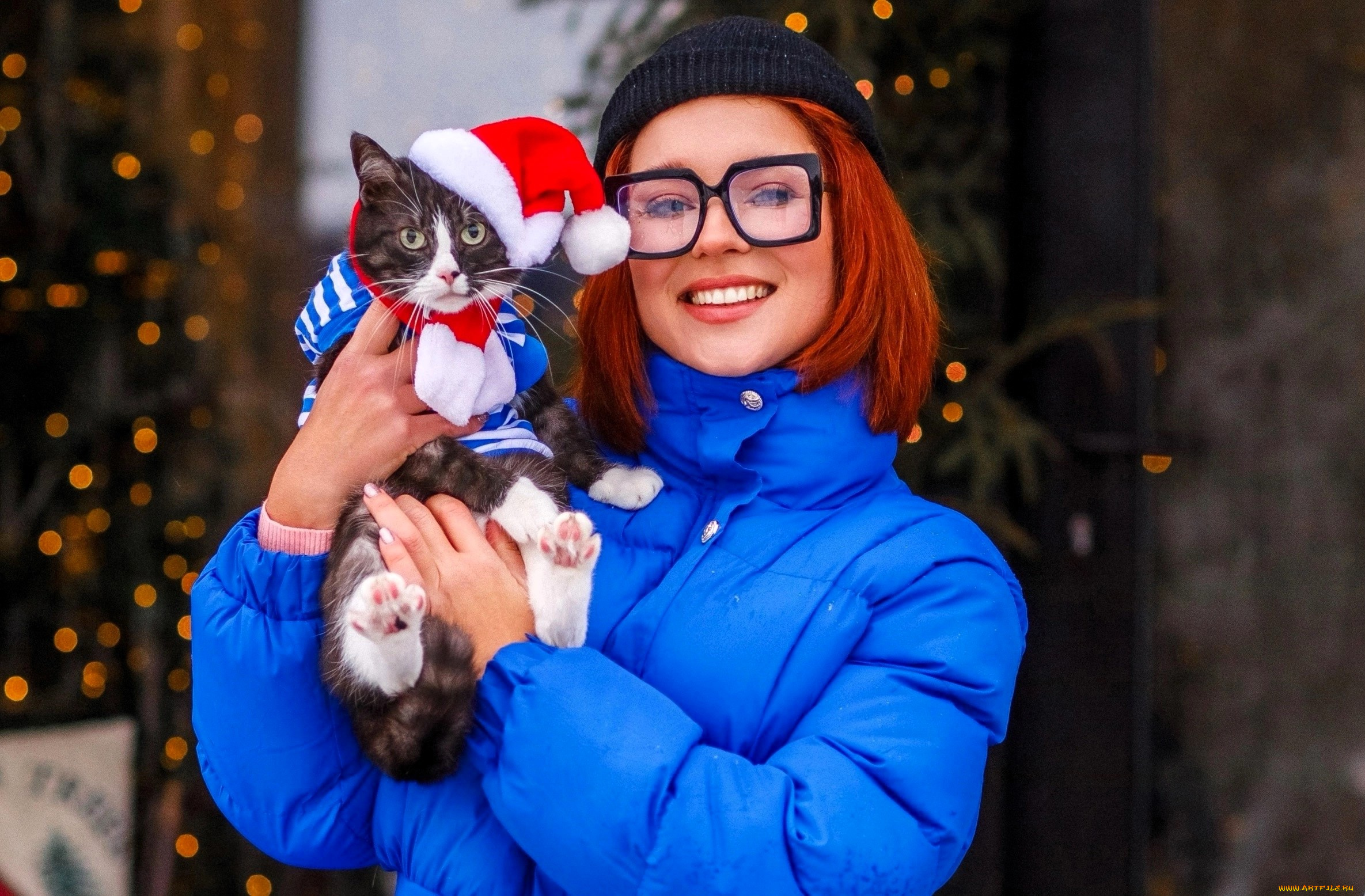 девушки, анна, шаховская, образ, косплей, наряд, костюм, шапка, куртка, очки, кот, простоквашино