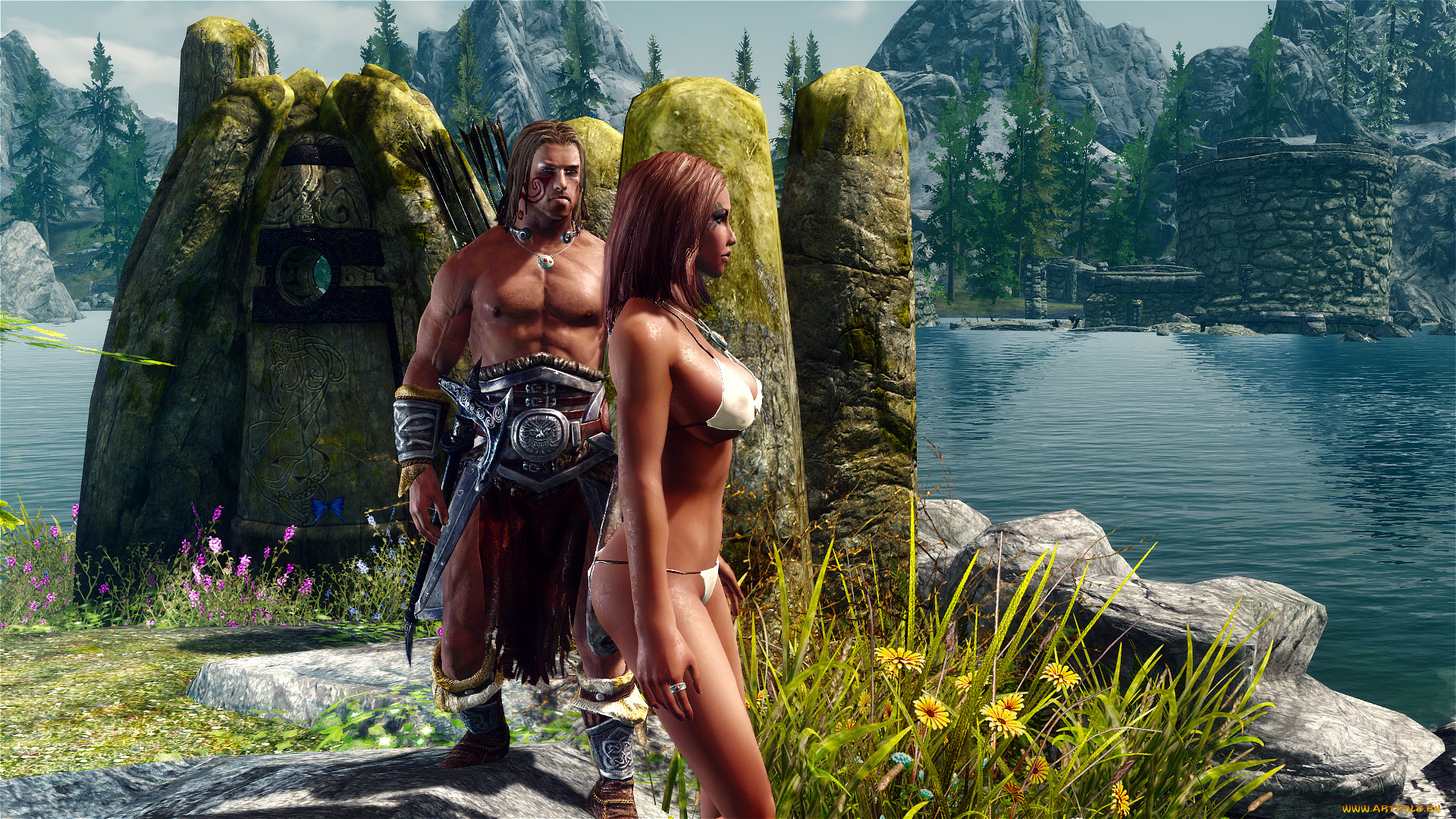 3д, графика, people, люди, девушка, воин, викинг