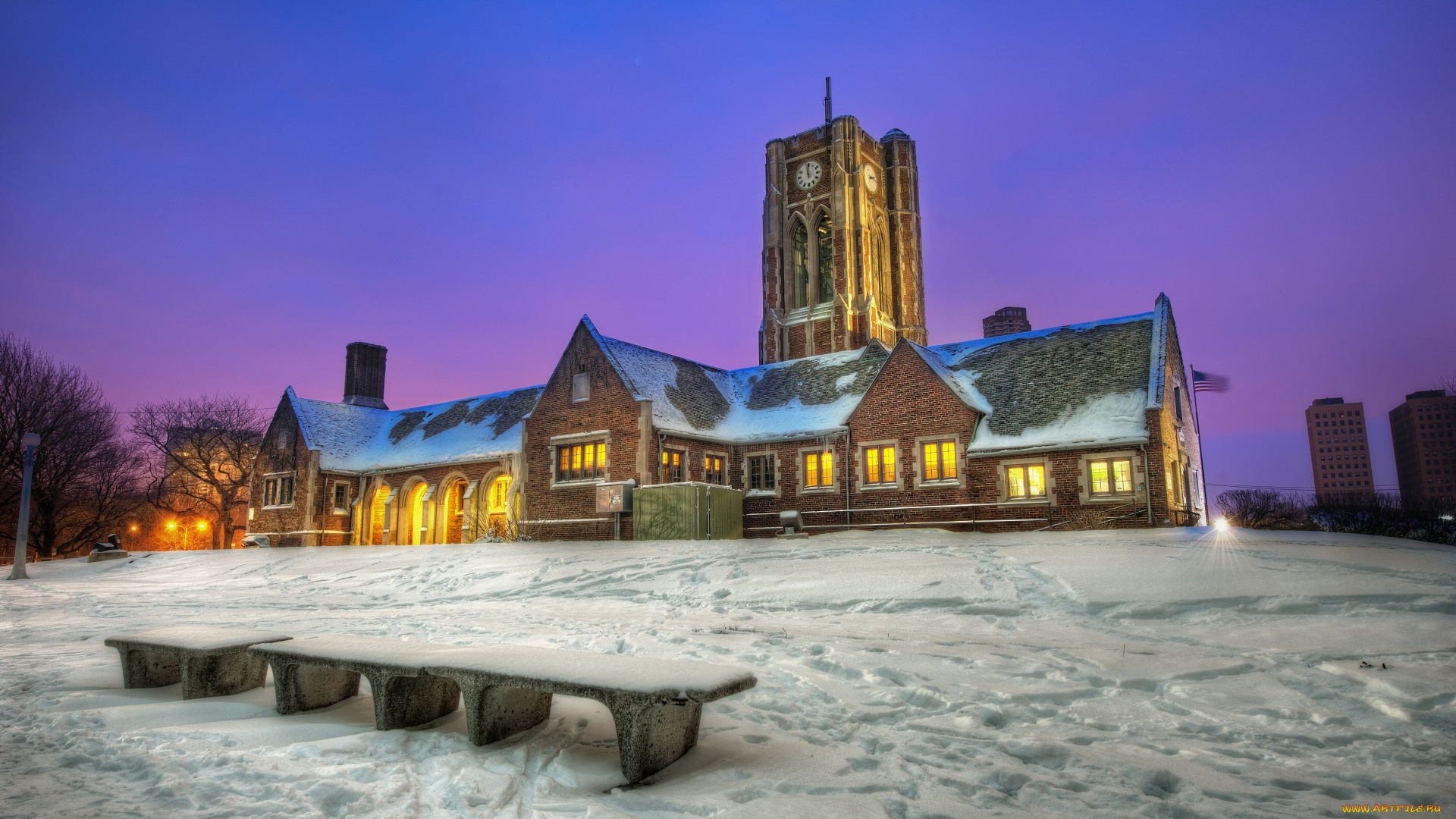 chicago, города, Чикаго, сша, зима, снег