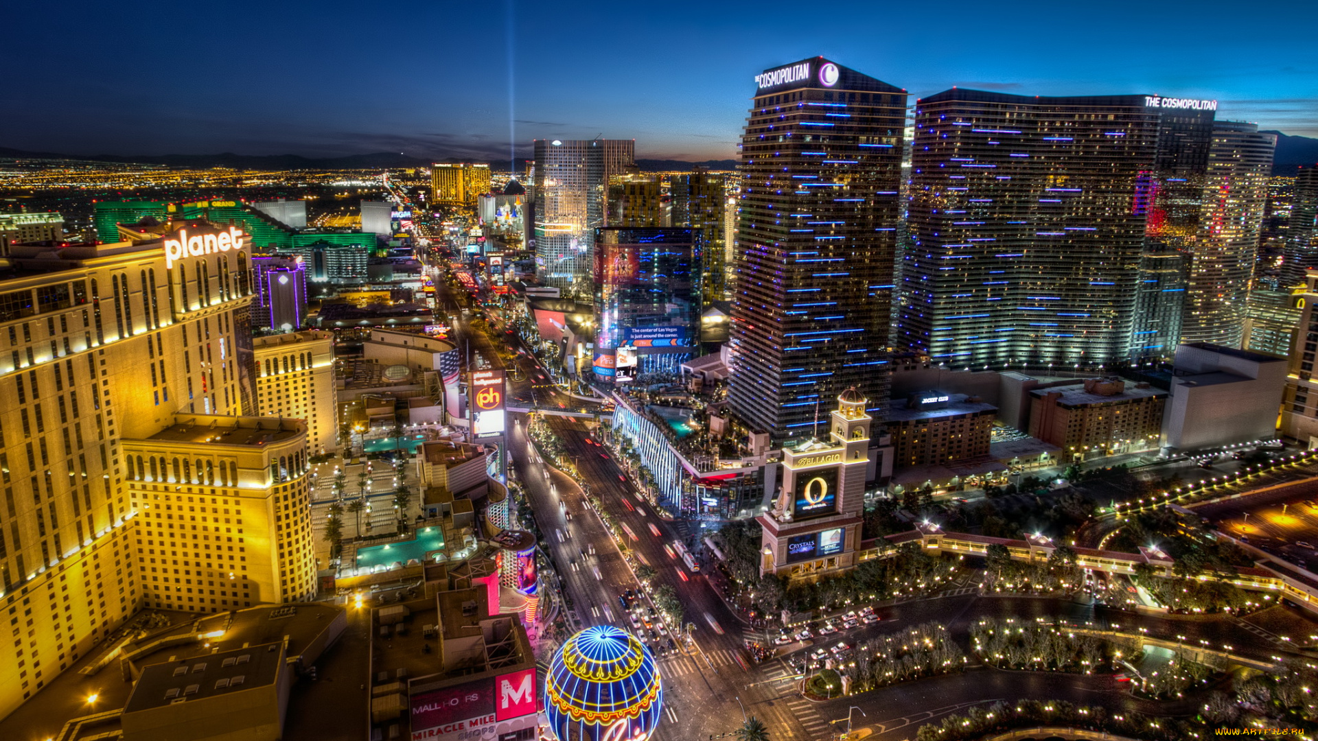 las, vegas, города, лас, вегас, сша, огни, ночь, панорама