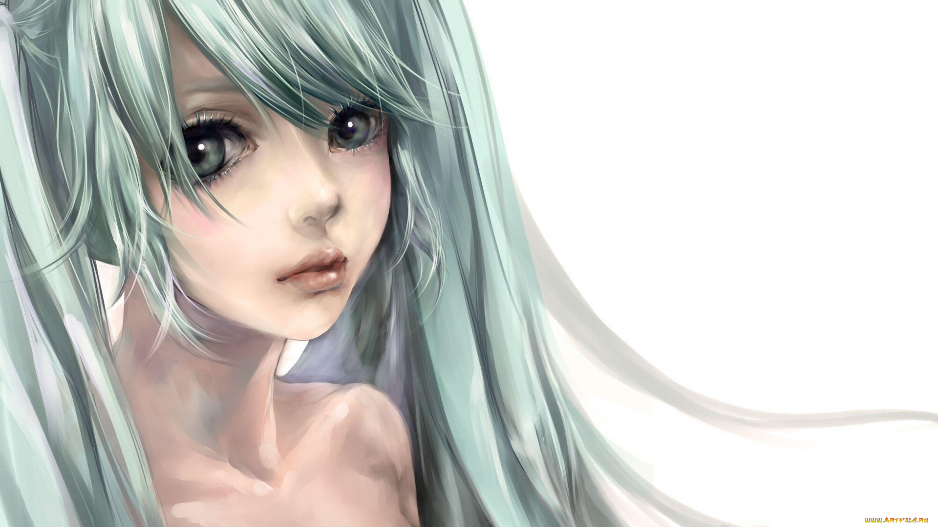 аниме, vocaloid, девушка, волосы, лицо